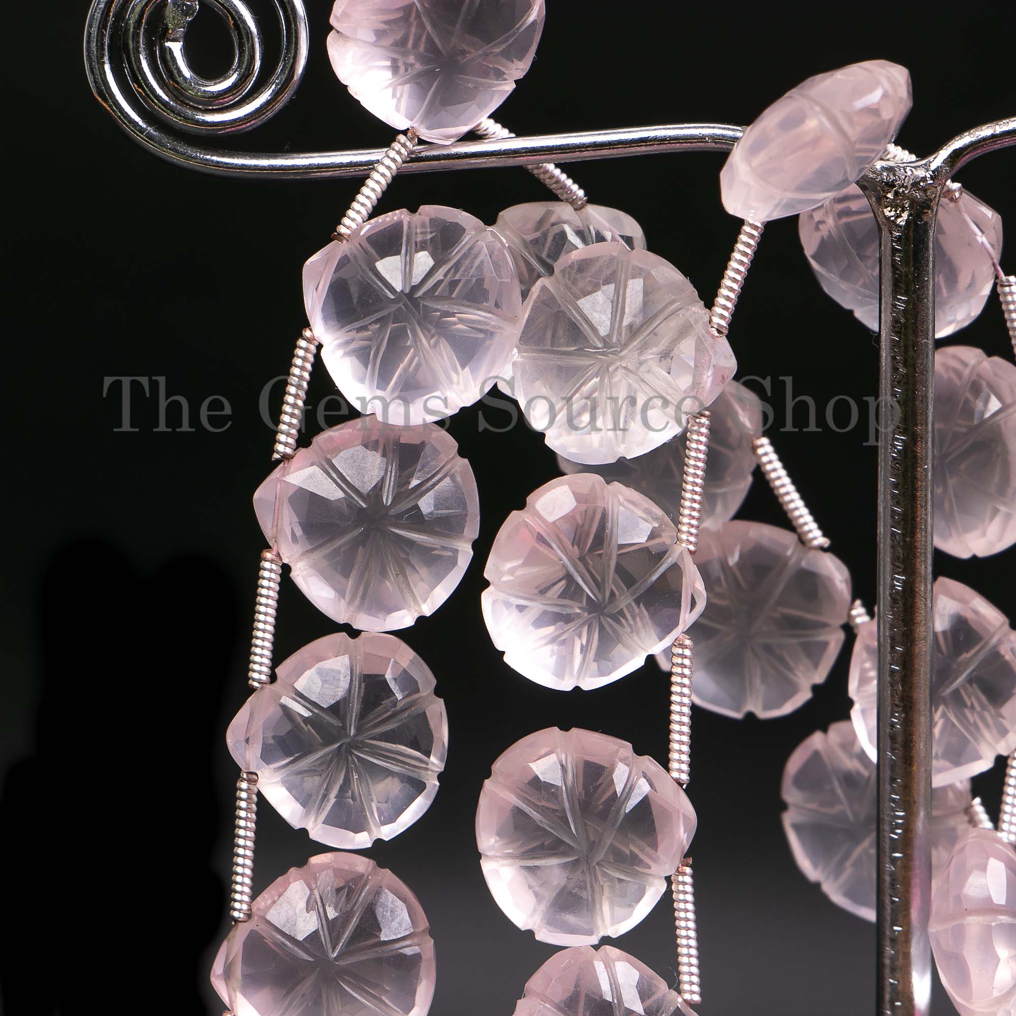 Rose Quartz Heart Shape Carving Beads, Rose Quartz Heart Beads