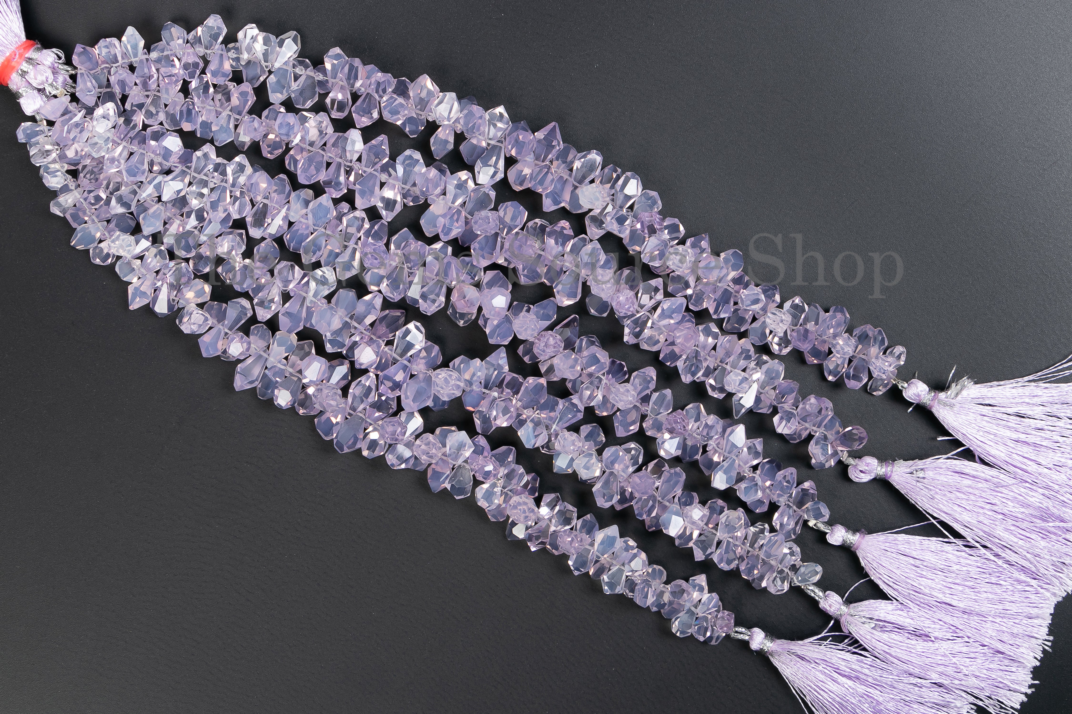 Lavender Quartz Faceted Fancy Drops Gemstone Beads TGS-4922