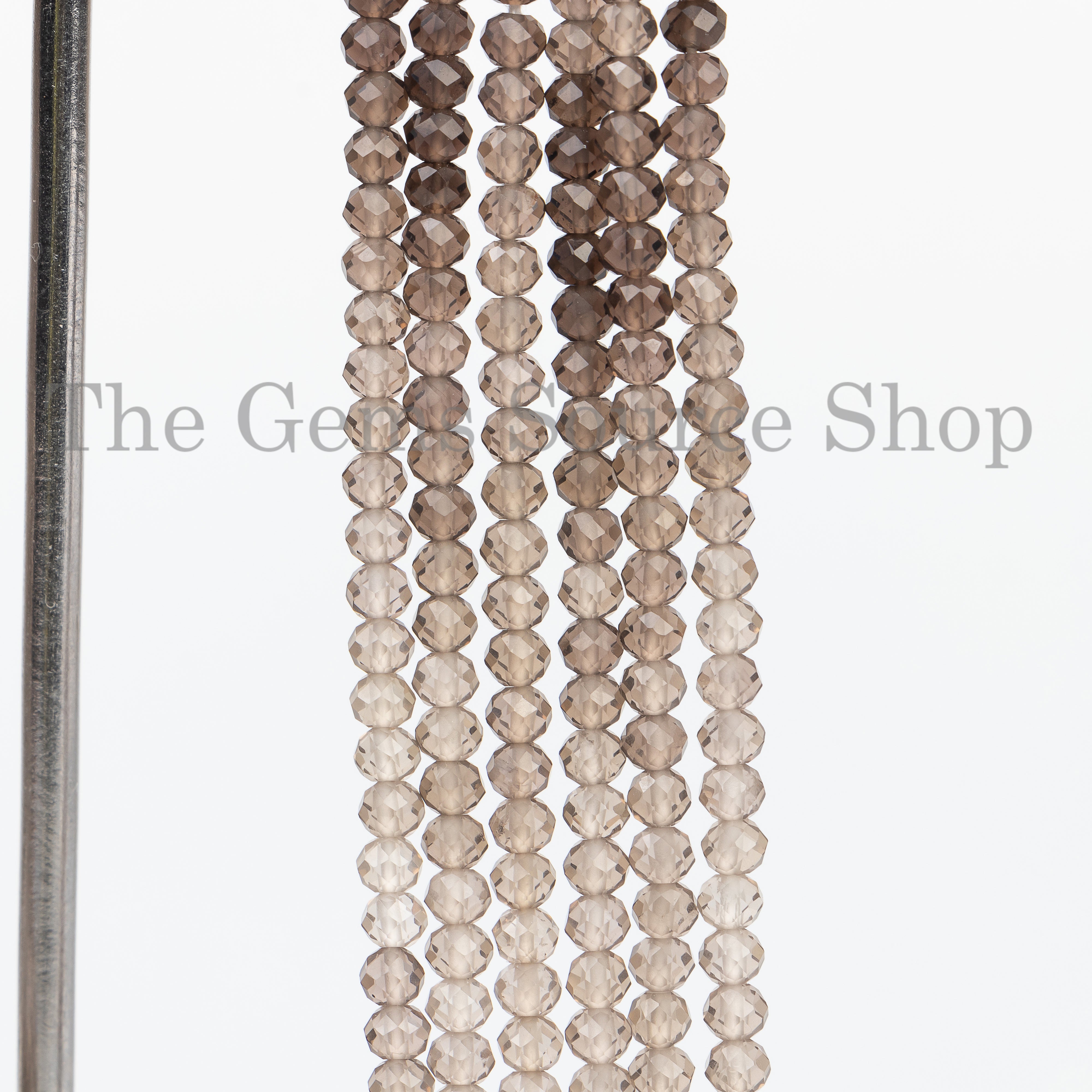Shaded Smoky Quartz Faceted Rondelle Gemstone Beads, Jewelry Making Beads, Cut stone, Brown Quartz Gemstone Wholesaler Supplier