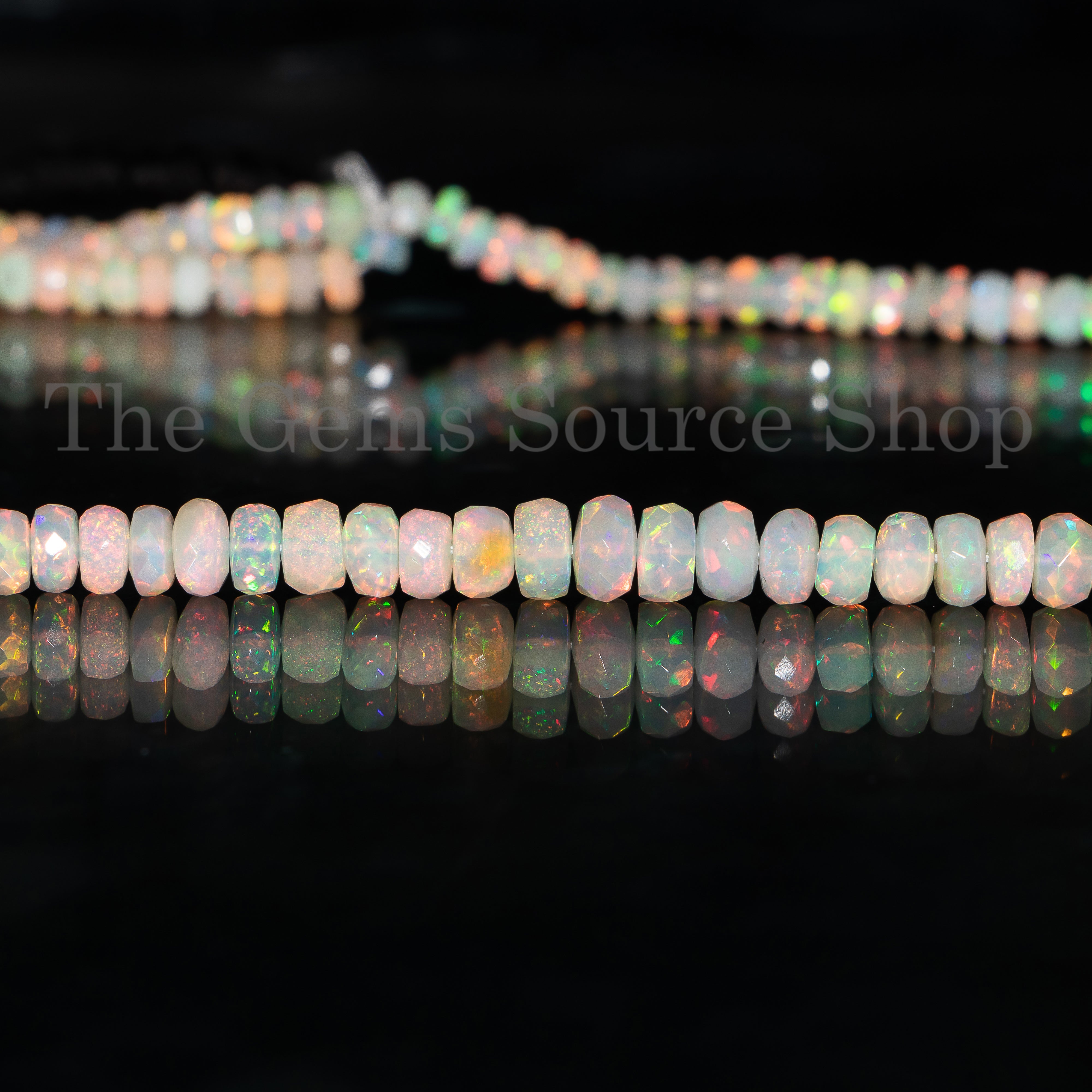 Ethiopian Opal Faceted Rondelle Shape Beads, Fire Opal Gemstone For Jewelry Making, Natural Gemstone Beads