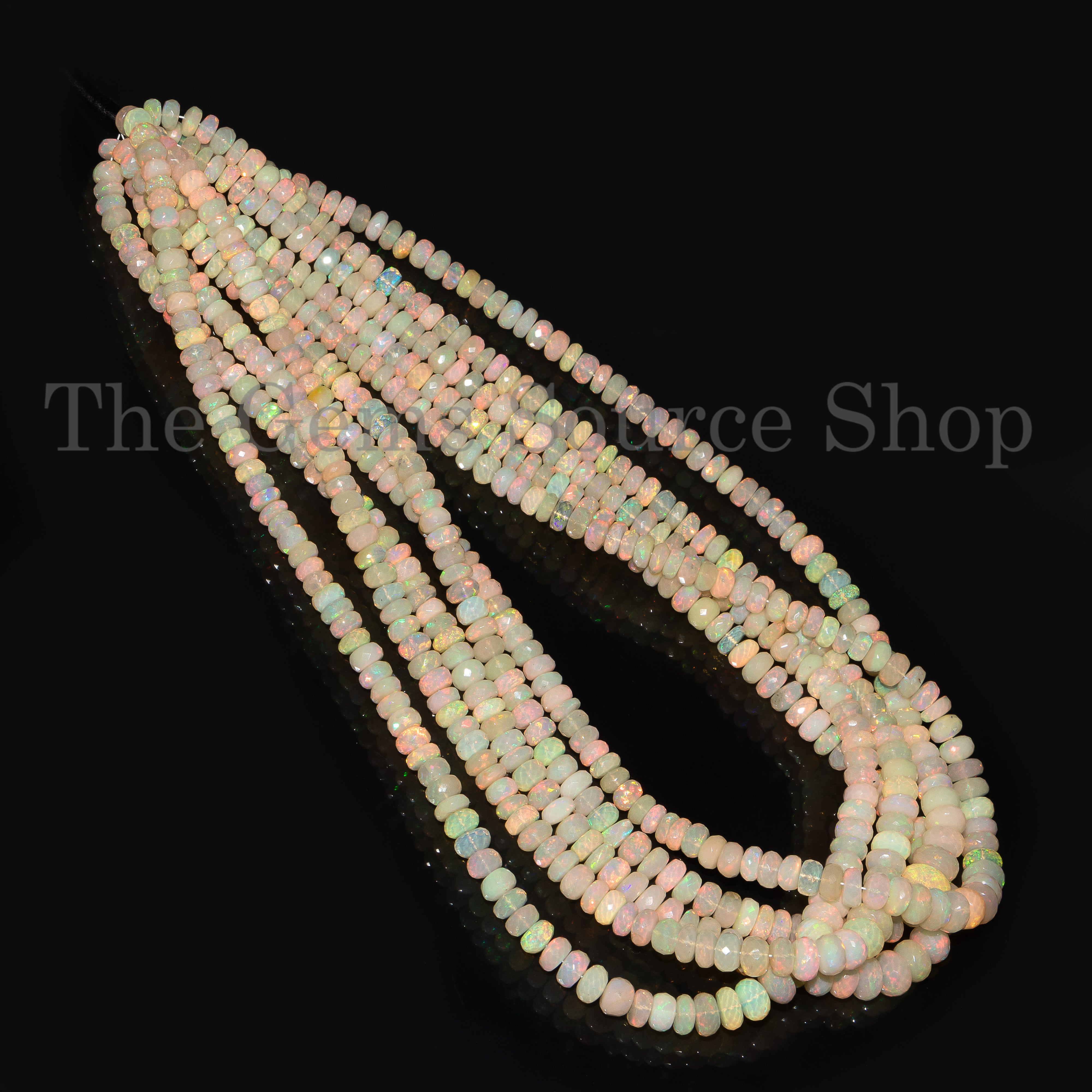 Big Size Ethiopian Opal Faceted Rondelle Shape Beads, Fire Opal Gemstone For Jewelry Making, Natural Gemstone Beads