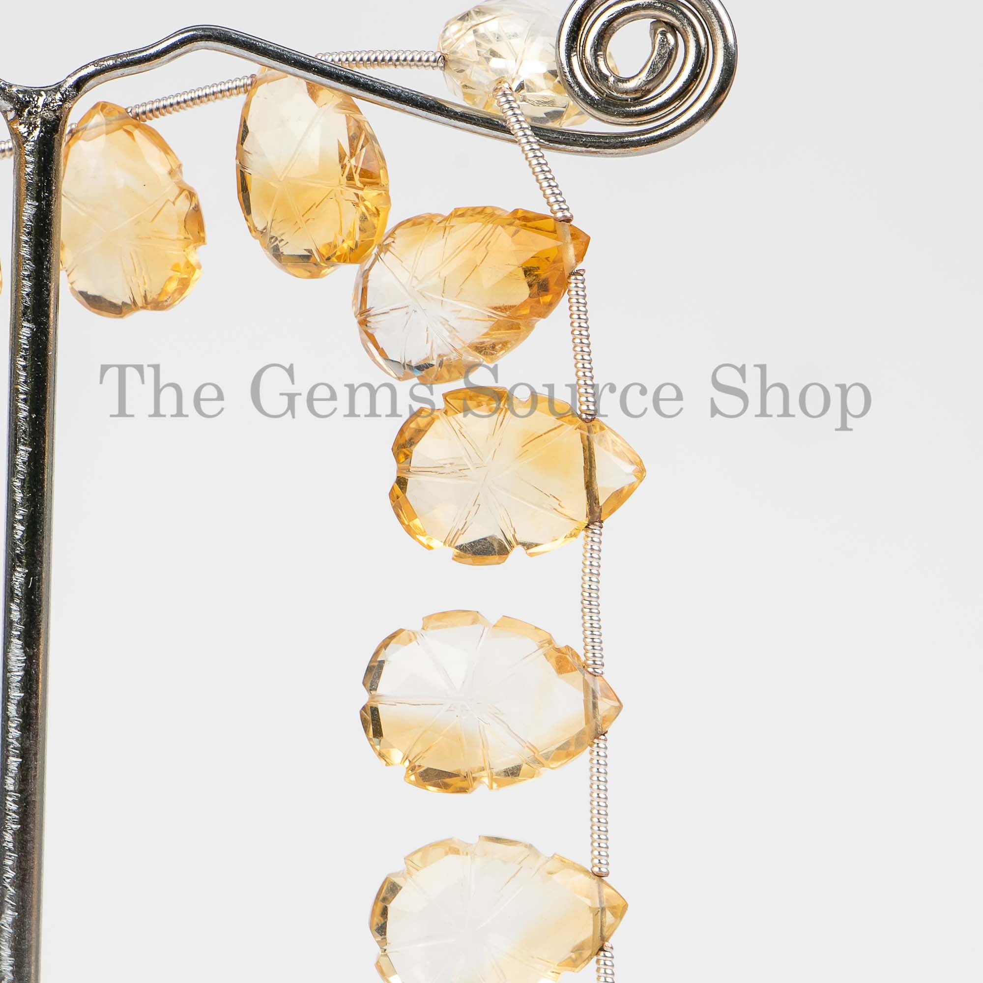 Citrine Flower Carving Pear Beads, Citrine Beads, Flower Cut Carving Beads