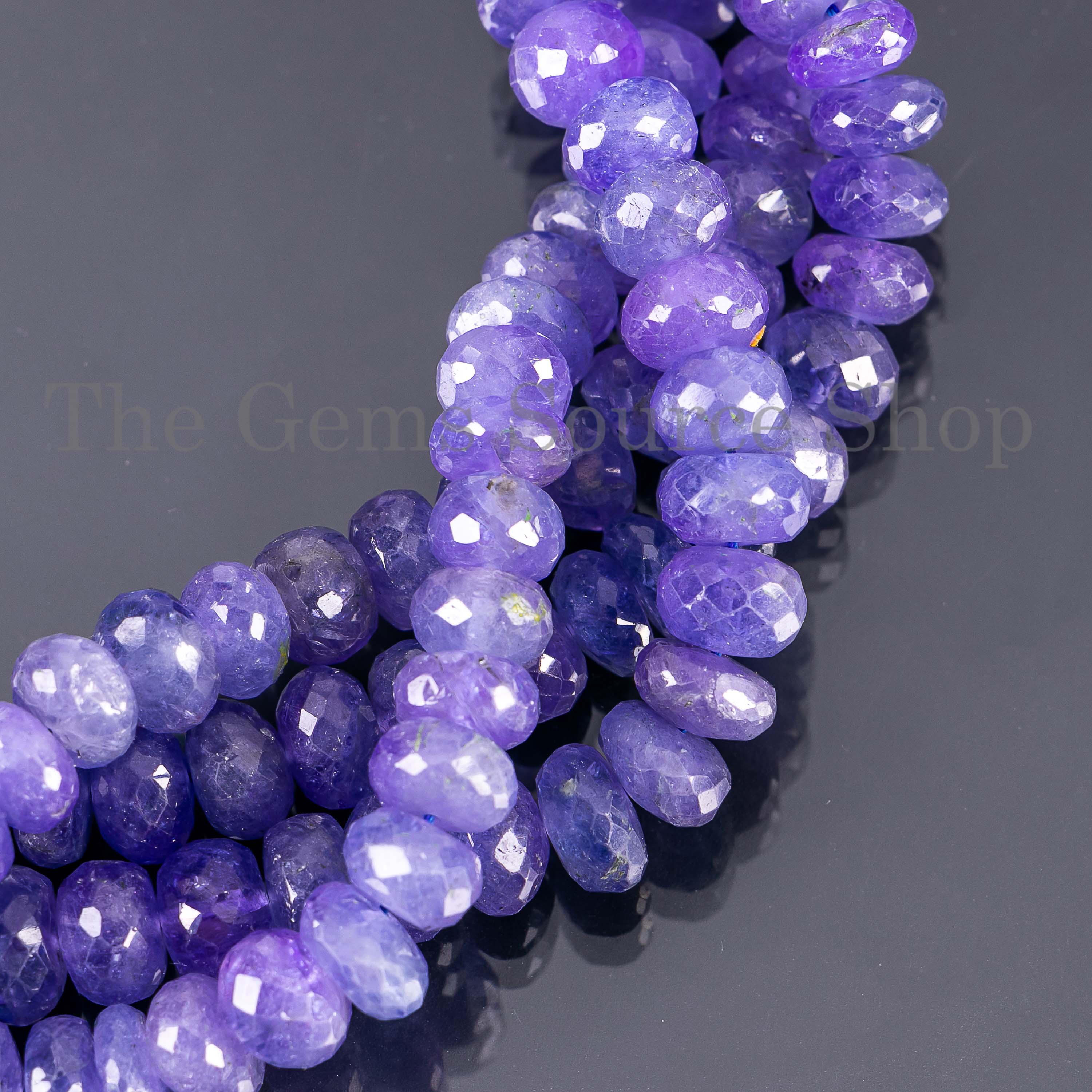 7-11mm Tanzanite Beads, Tanzanite Faceted Rondelle Beads, Top Quality Tanzanite Gemstone Beads