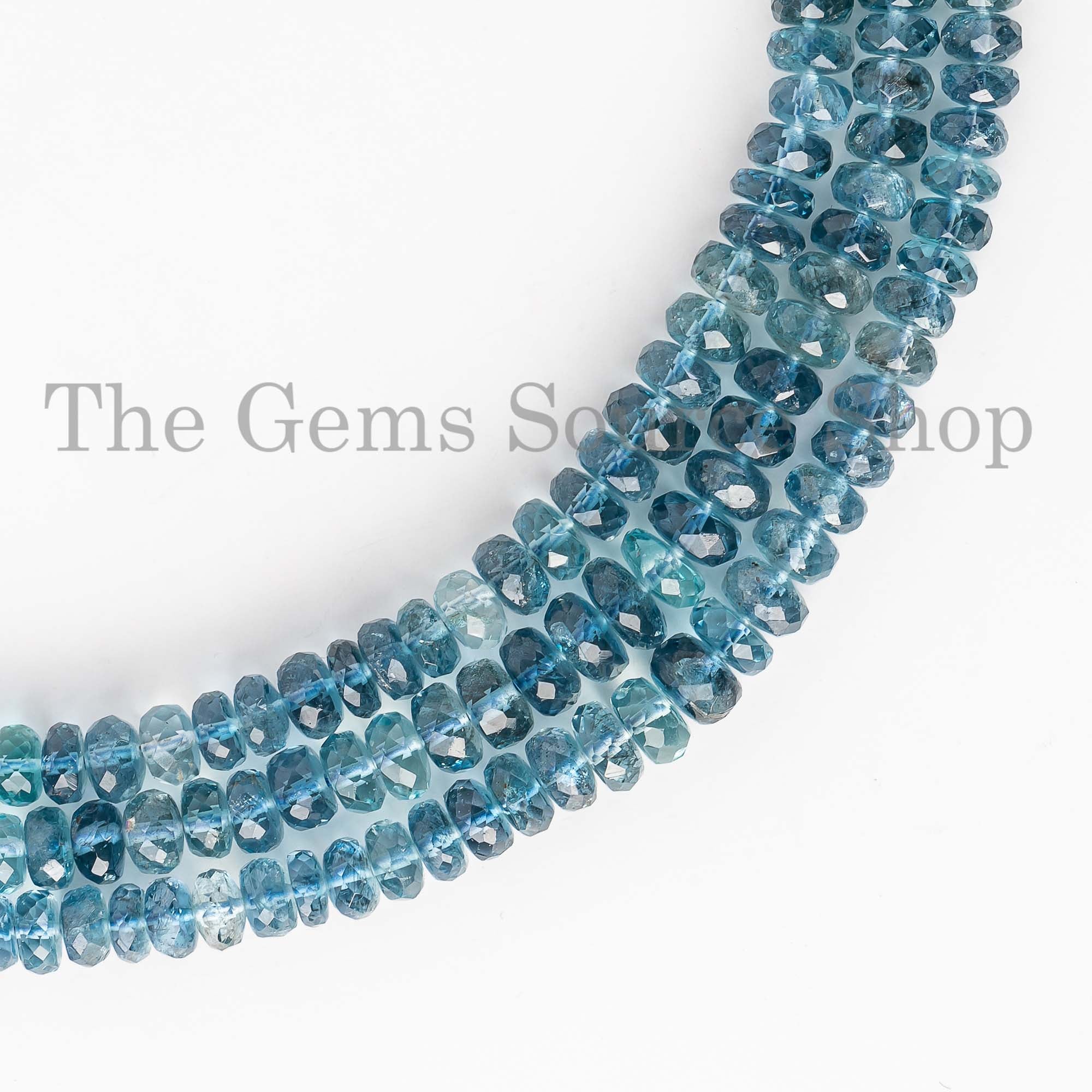 3-6mm Santa Maria Aquamarine Beads Necklace, Faceted Beads Necklace, Rondelle Beads Necklace