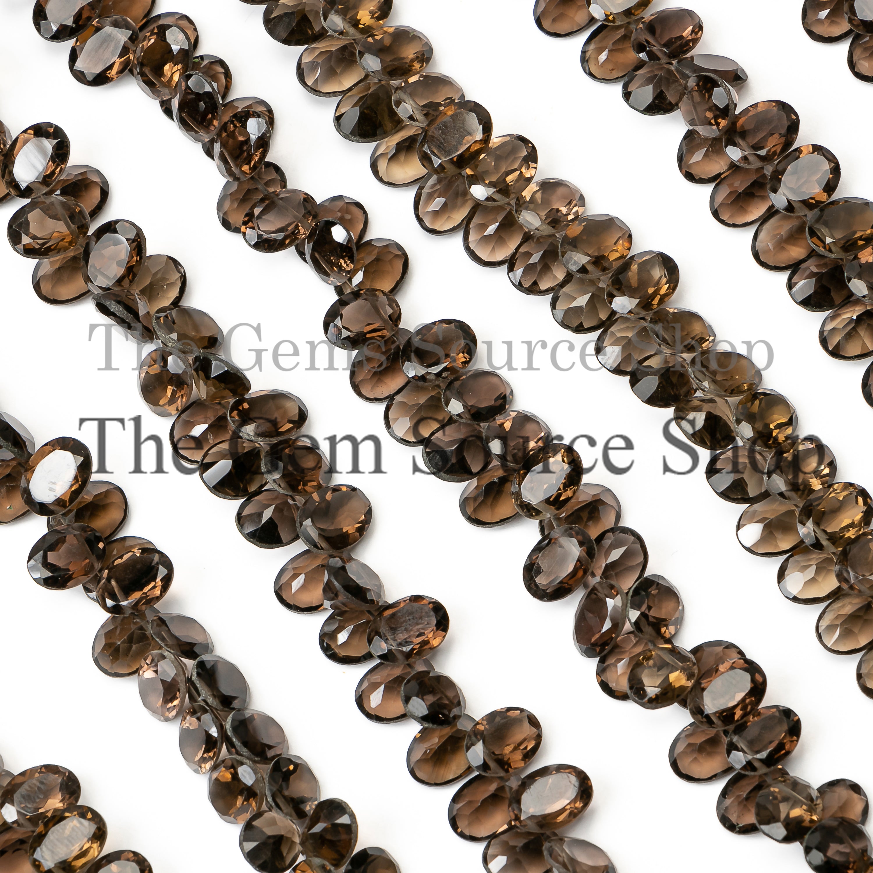6X8mm Smoky Quartz Faceted Oval Beads, Smoky Quartz Beads, Quartz Briolette Cut Oval Beads, AAA Quality Necklace Beads