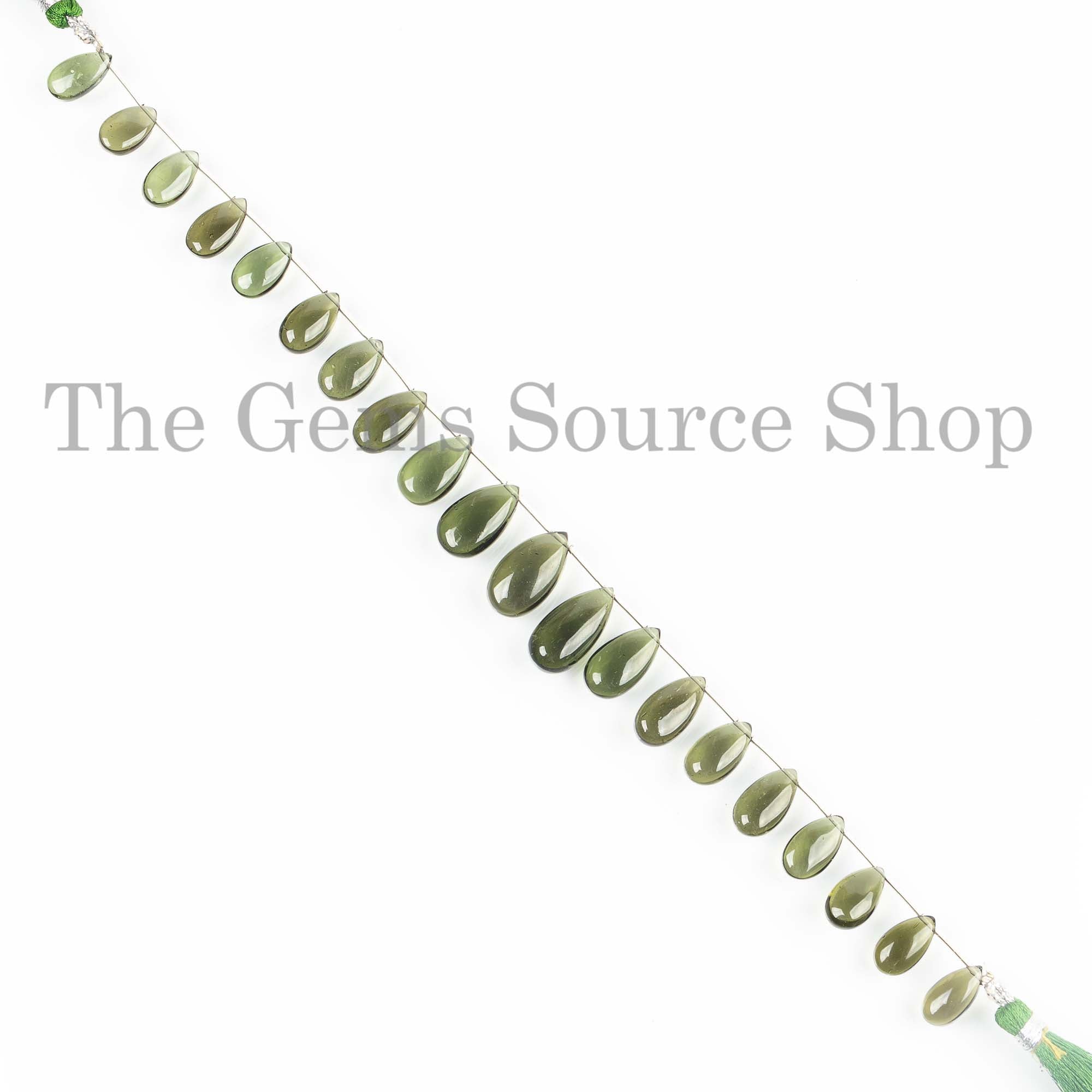 7x12.5-9x18mm Moldavite Gemstone Pear Briolette, Natural Moldavite Beads, Smooth Pear Beads, Moldavite Strand, Certificate Moldavite