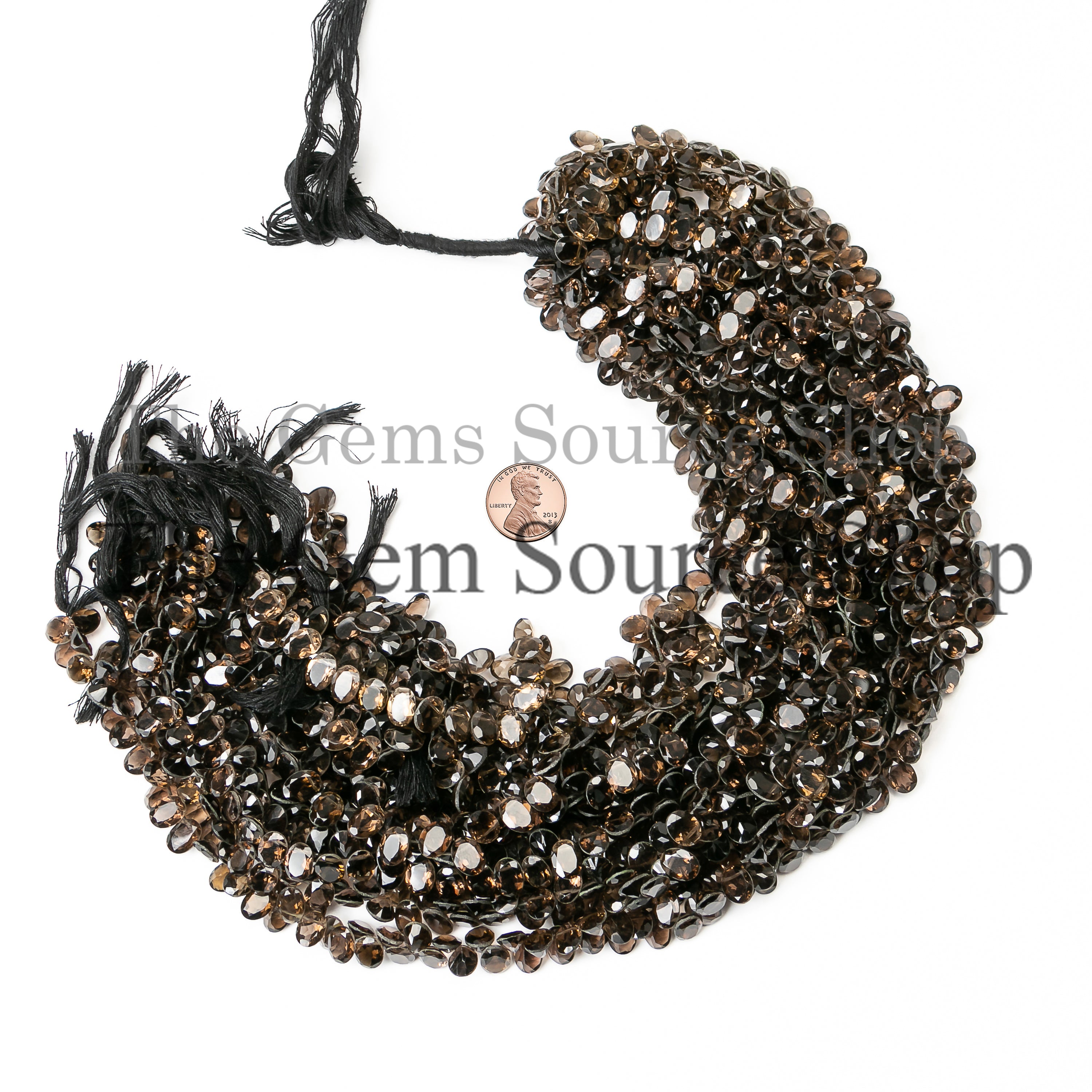 6X8mm Smoky Quartz Faceted Oval Beads, Smoky Quartz Beads, Quartz Briolette Cut Oval Beads, AAA Quality Necklace Beads