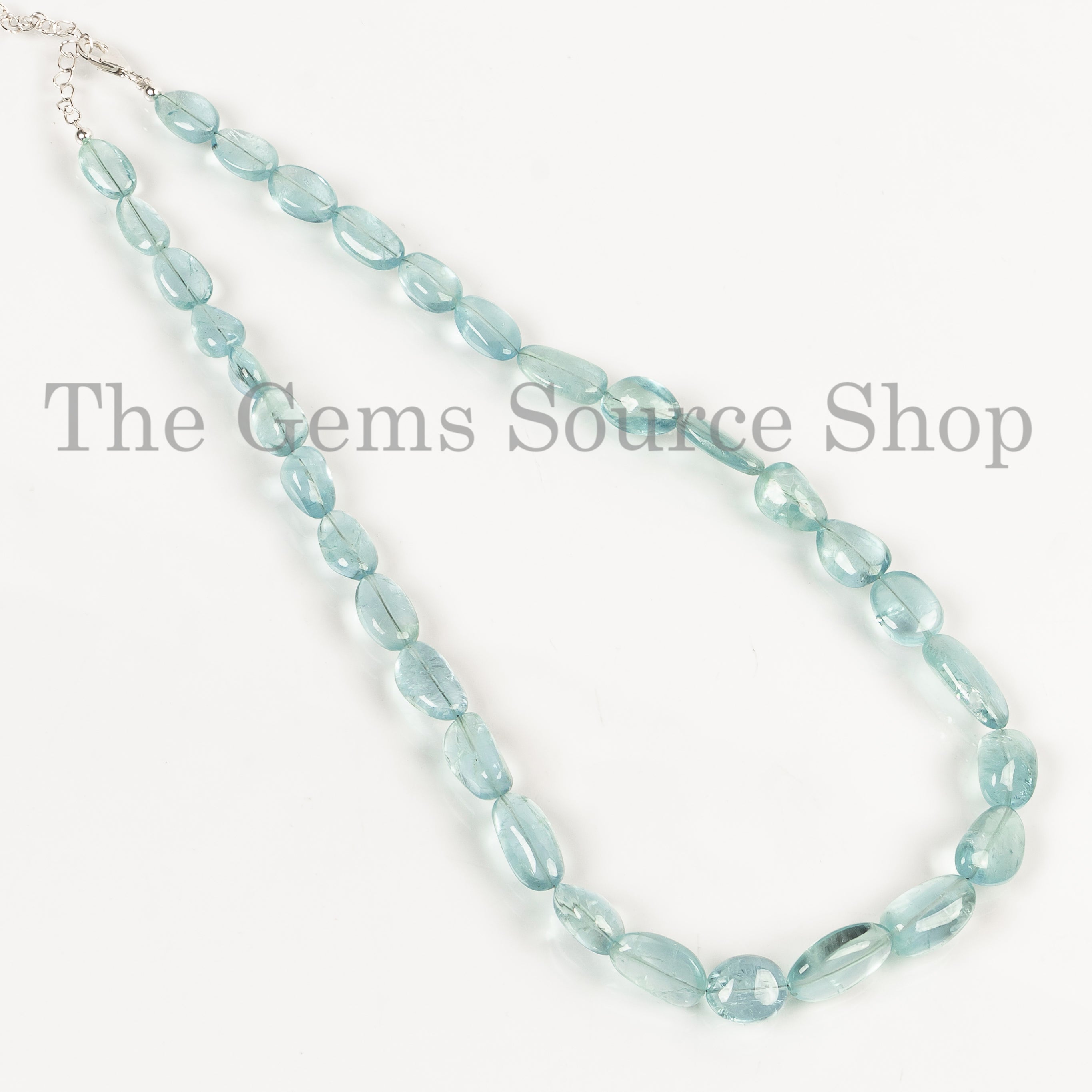 Natural Aquamarine Gemstone Necklace, Aquamarine Smooth Nugget Necklace