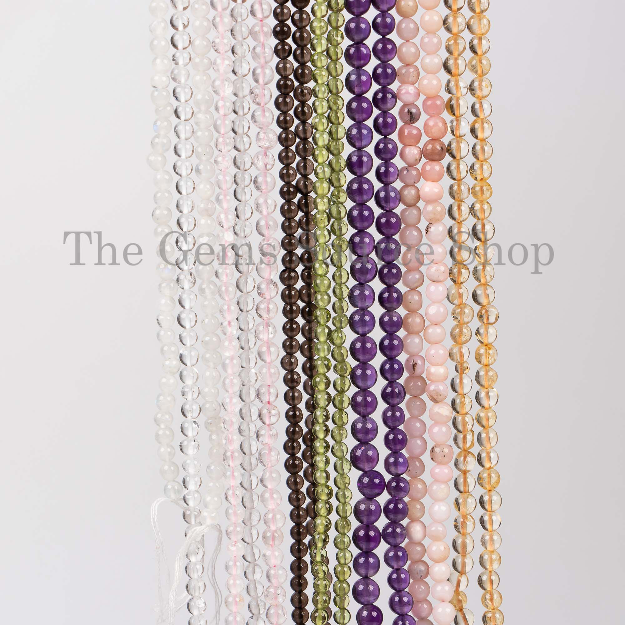 4-5mm Multi Gemstone Round Smooth Beads, Bulk Wholesale Loose Beads, TGS-4239