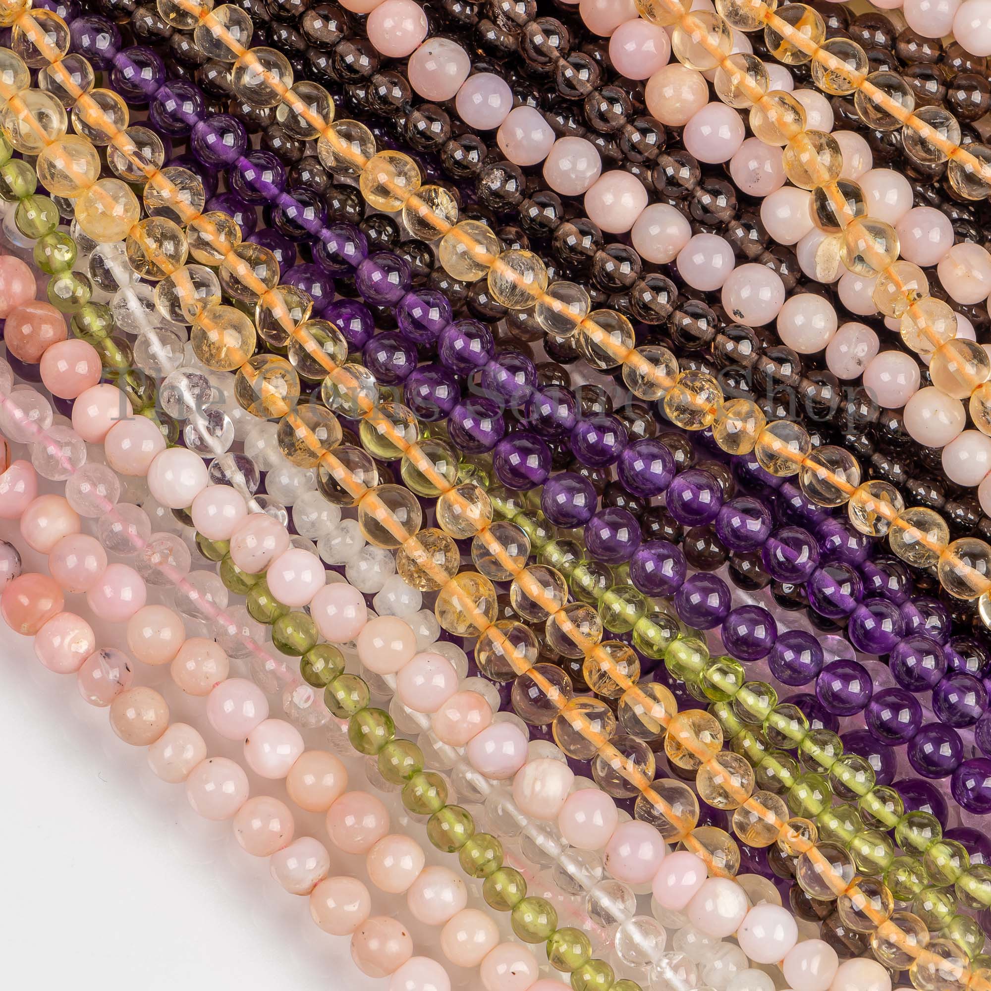 4-5mm Multi Gemstone Round Smooth Beads, Bulk Wholesale Loose Beads, TGS-4239
