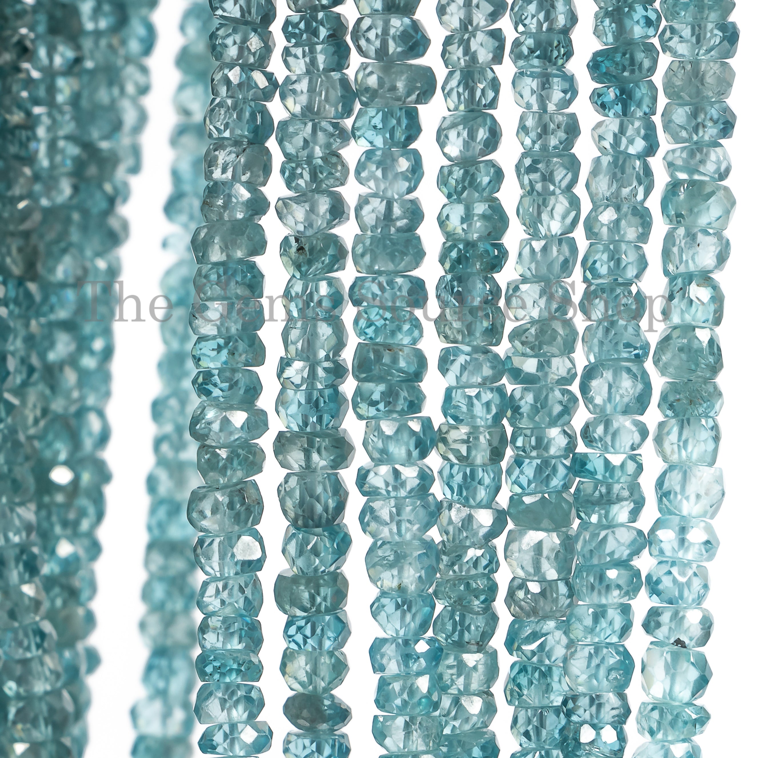 4-6mm Blue Zircon Faceted Rondelle Shape Beads TGS-4524