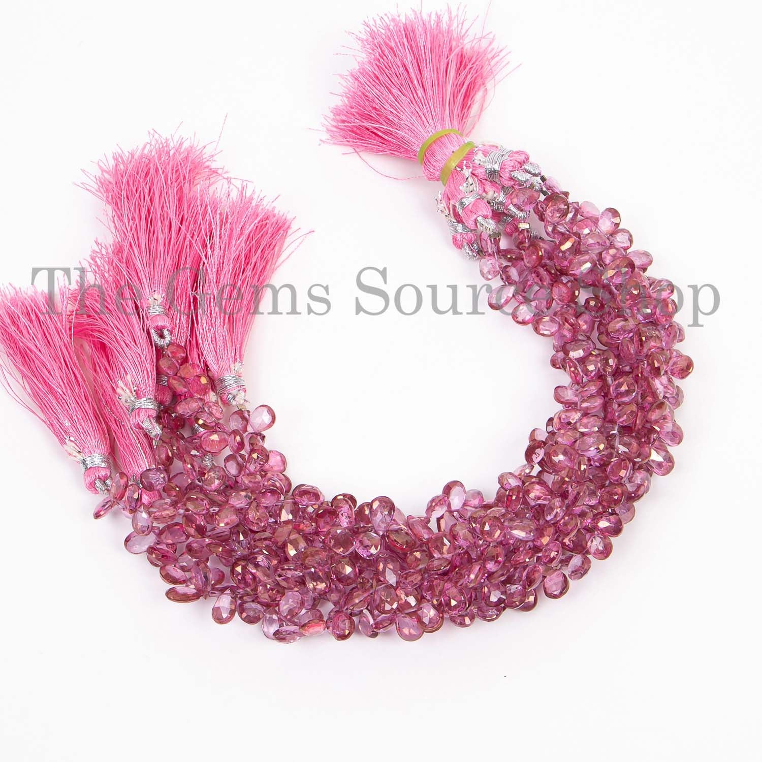 Pink Mystic Topaz Faceted Pear Briolette, Gemstone Beads