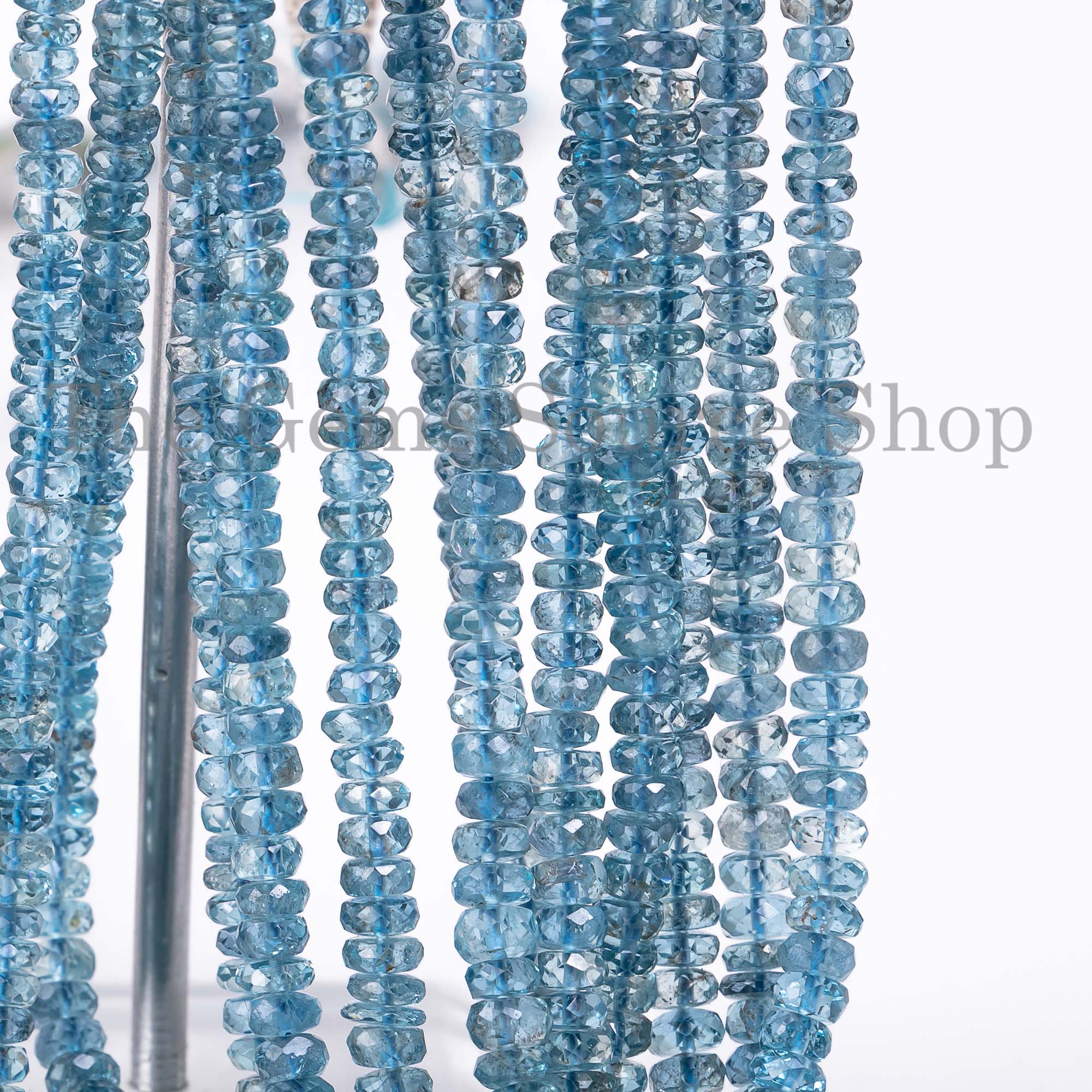 AAA Quality Extremely Rare Santa Maria Aquamarine Faceted Rondelle Precious Necklace, Aquamarine Rondelle Beads, Aquamarine Faceted Beads