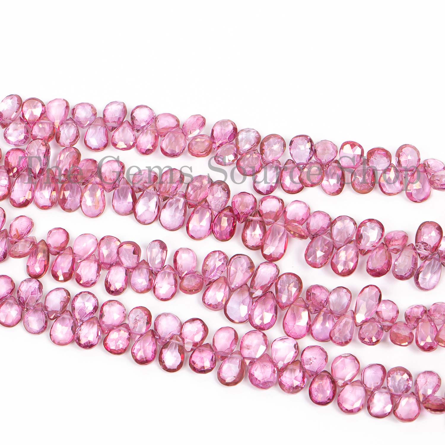 Pink Mystic Topaz Faceted Pear Briolette, Gemstone Beads