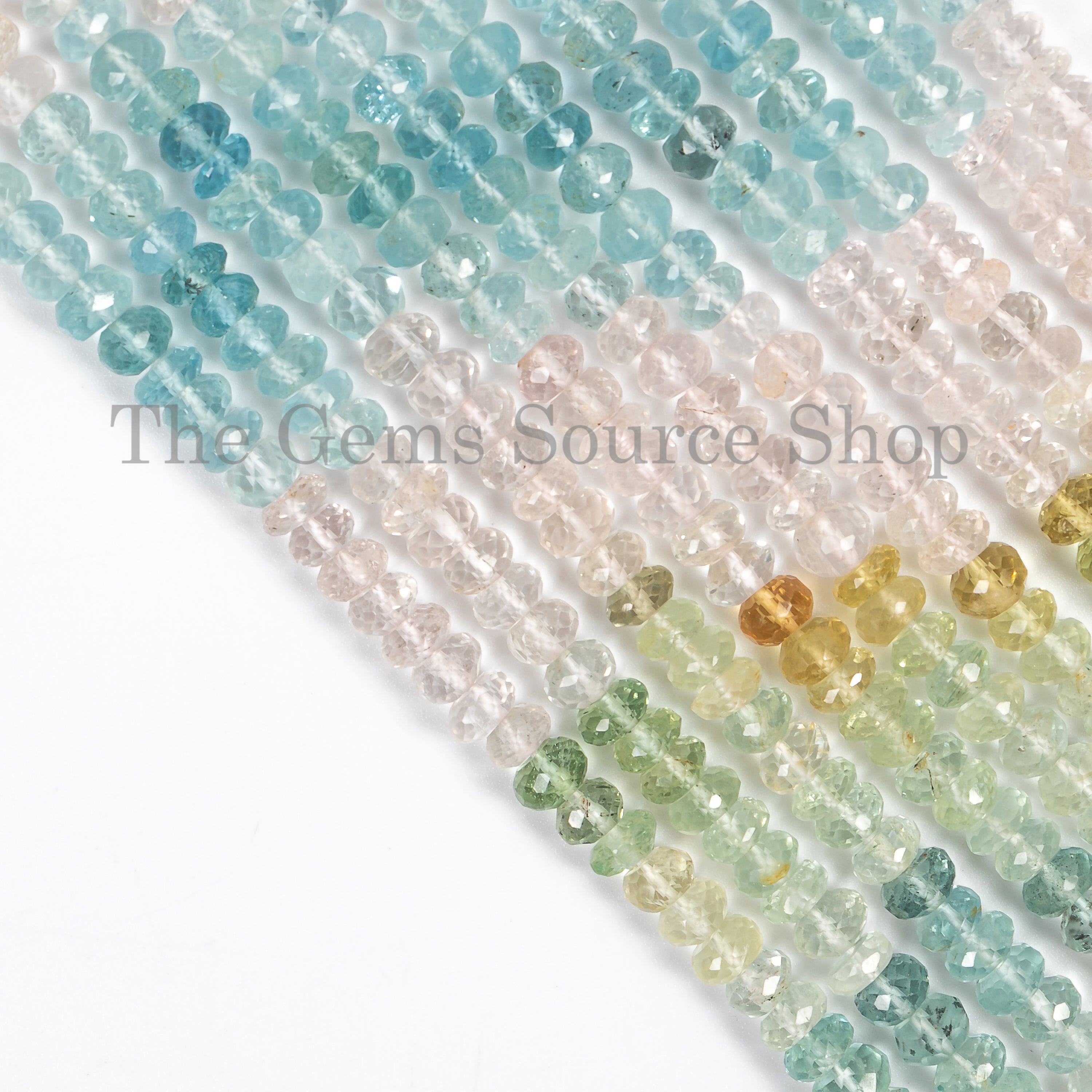 4.5-6mm Shaded Aquamarine Faceted Rondelle Shape Beads TGS-4523