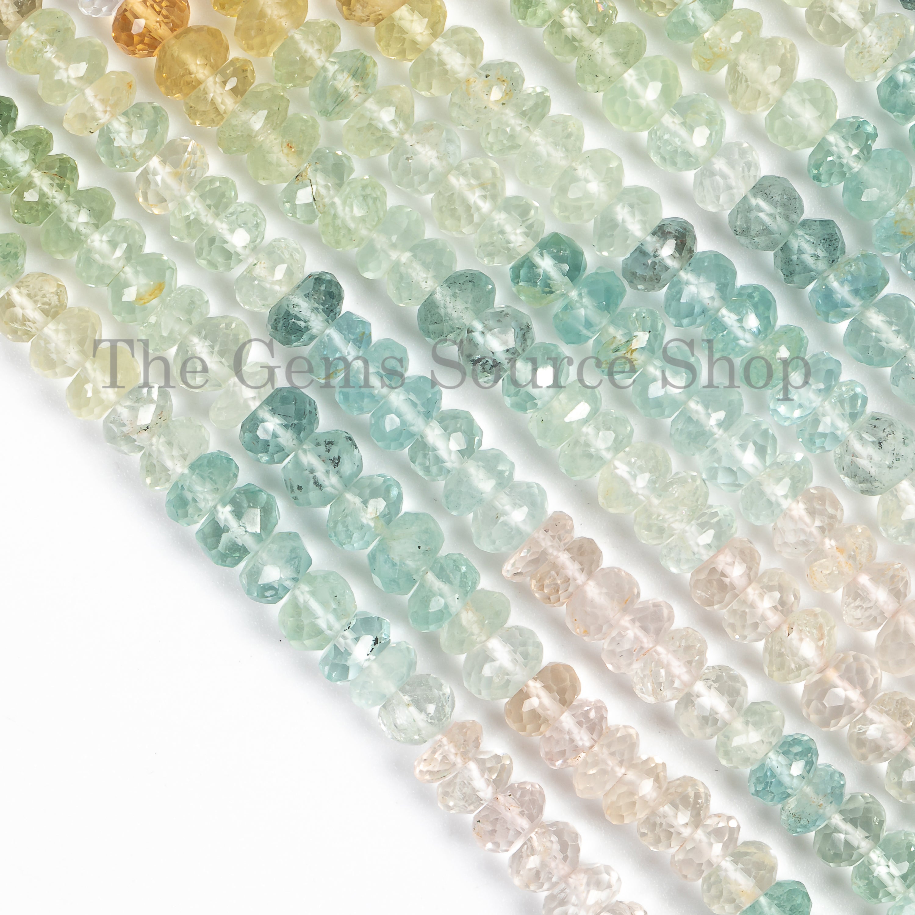 4.5-6mm Shaded Aquamarine Faceted Rondelle Shape Beads TGS-4523