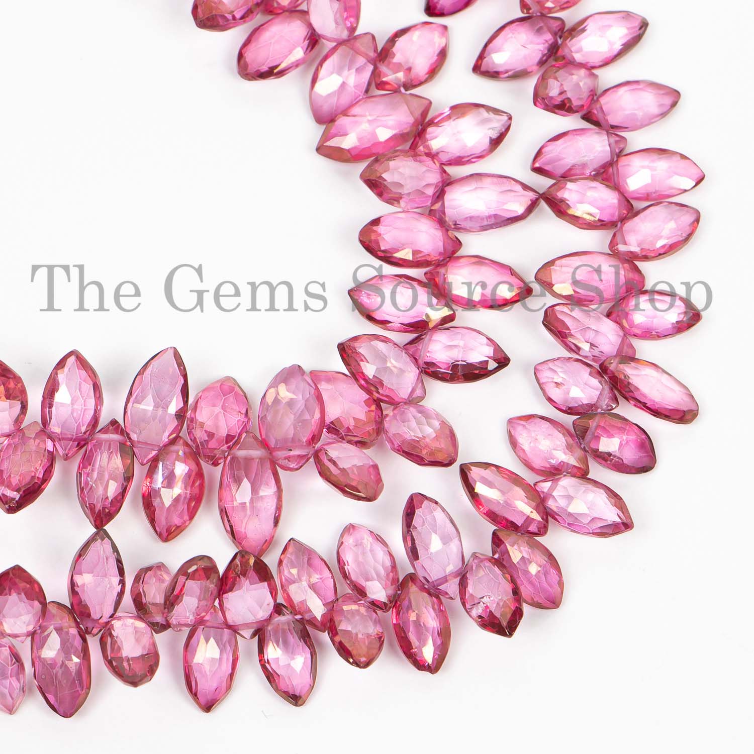 Pink Mystic Topaz Faceted Marquise Shape Briolette, Wholesale Gemstone Beads, Loose Beads