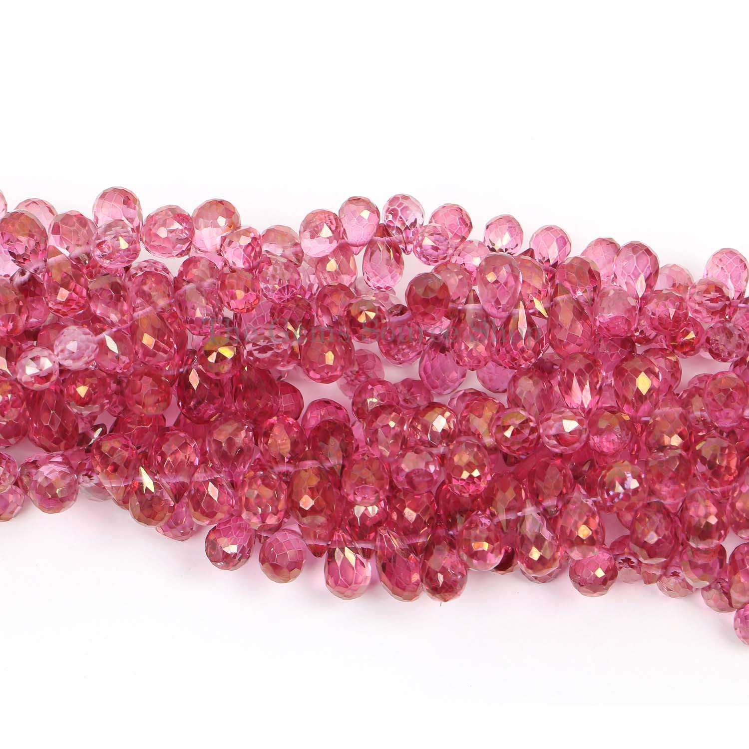 Pink Mystic Topaz Faceted Drops Beads, Gemstone Beads, Tear Drop Briolette