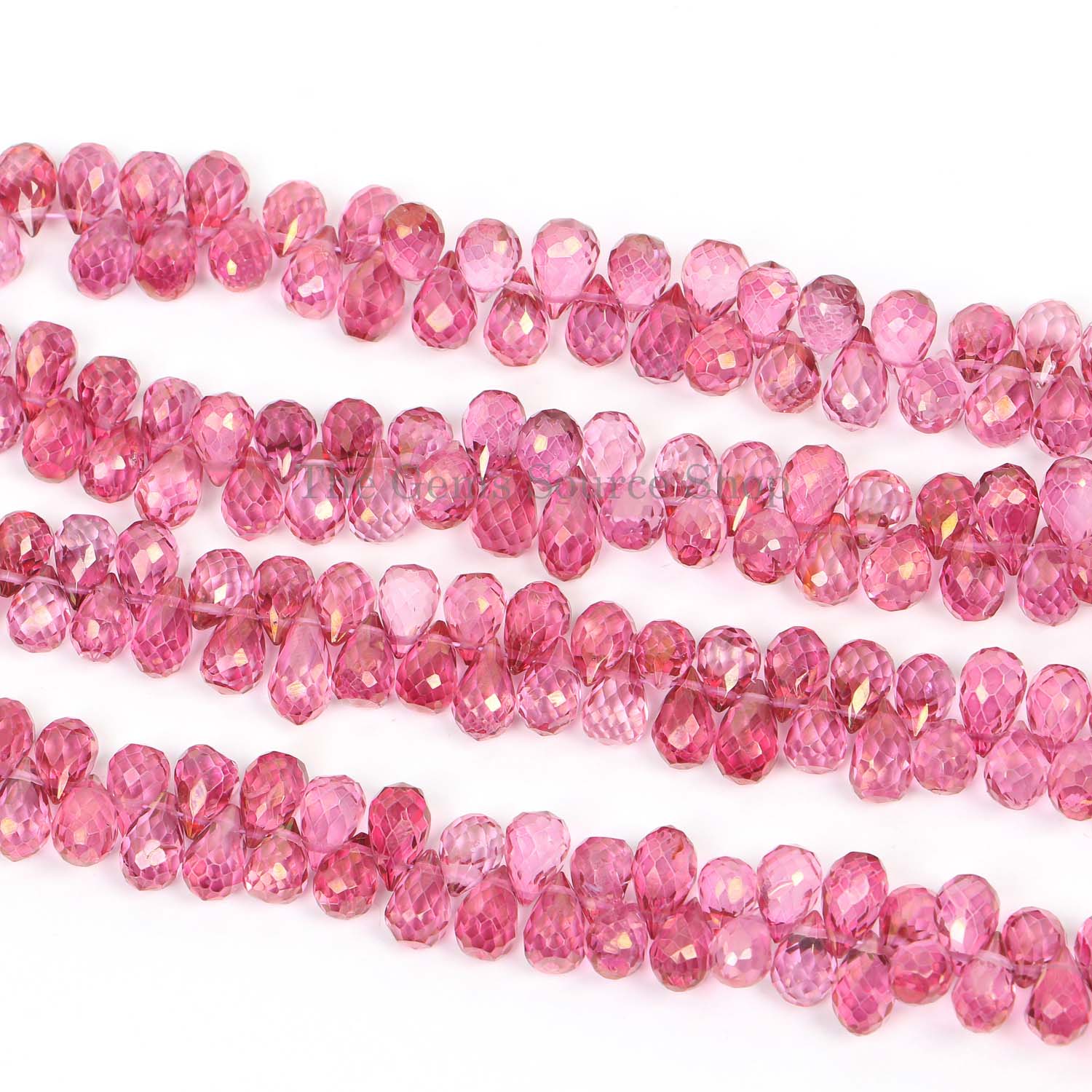 Pink Mystic Topaz Faceted Drops Beads, Gemstone Beads, Tear Drop Briolette