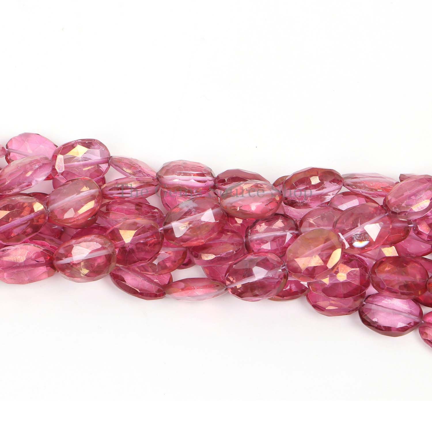 Pink Mystic Topaz Faceted Oval Shape Beads, Gemstone Beads, Oval Briolette