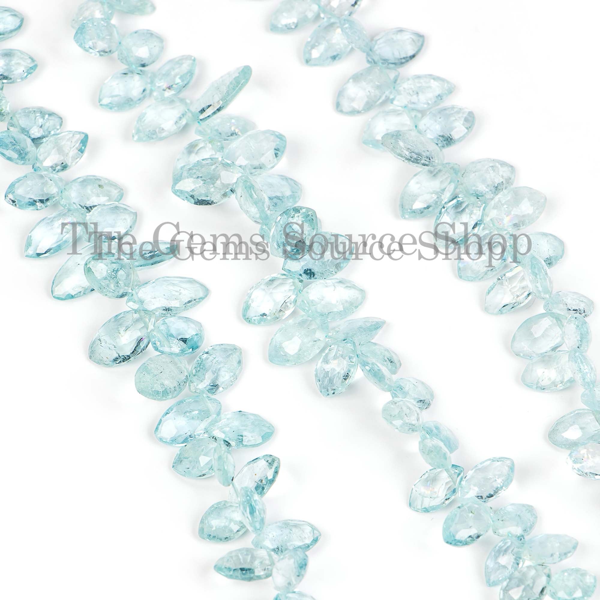 Aquamarine Faceted Marquise Shape Gemstone Beads, Aquamarine Faceted Beads