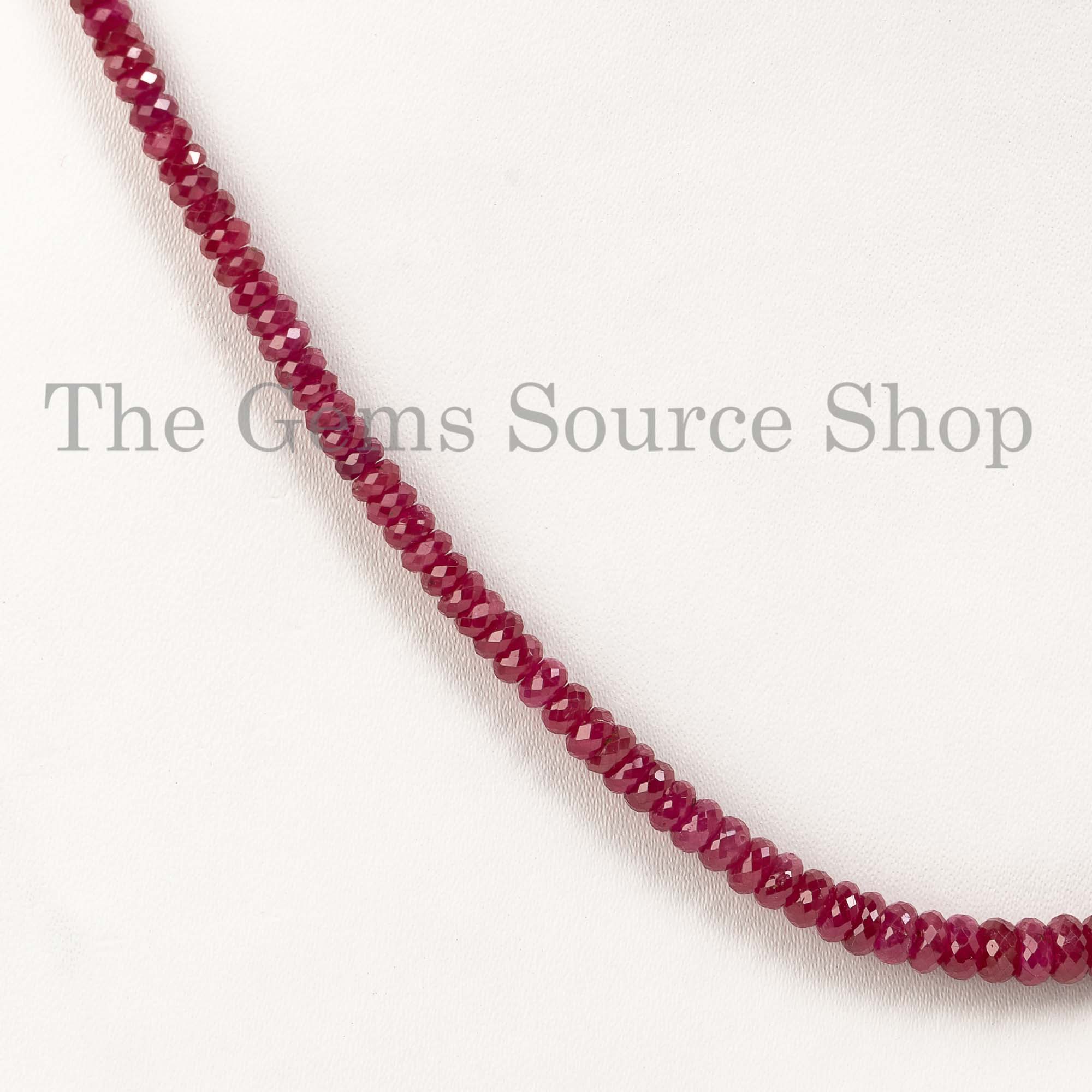 AAA Quality Burmese Ruby Beads Necklace, Faceted Rondelle Beads Necklace, Beaded Jewelry