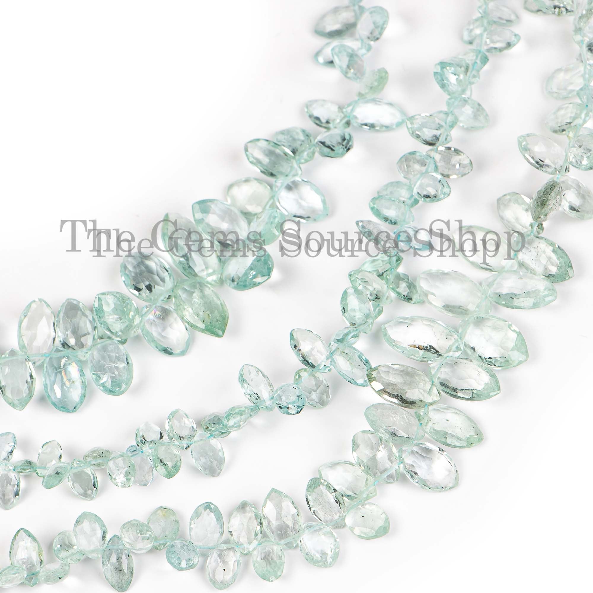 Natural Aquamarine Beads, Aquamarine Marquise Shape Beads, Aquamarine Gemstone