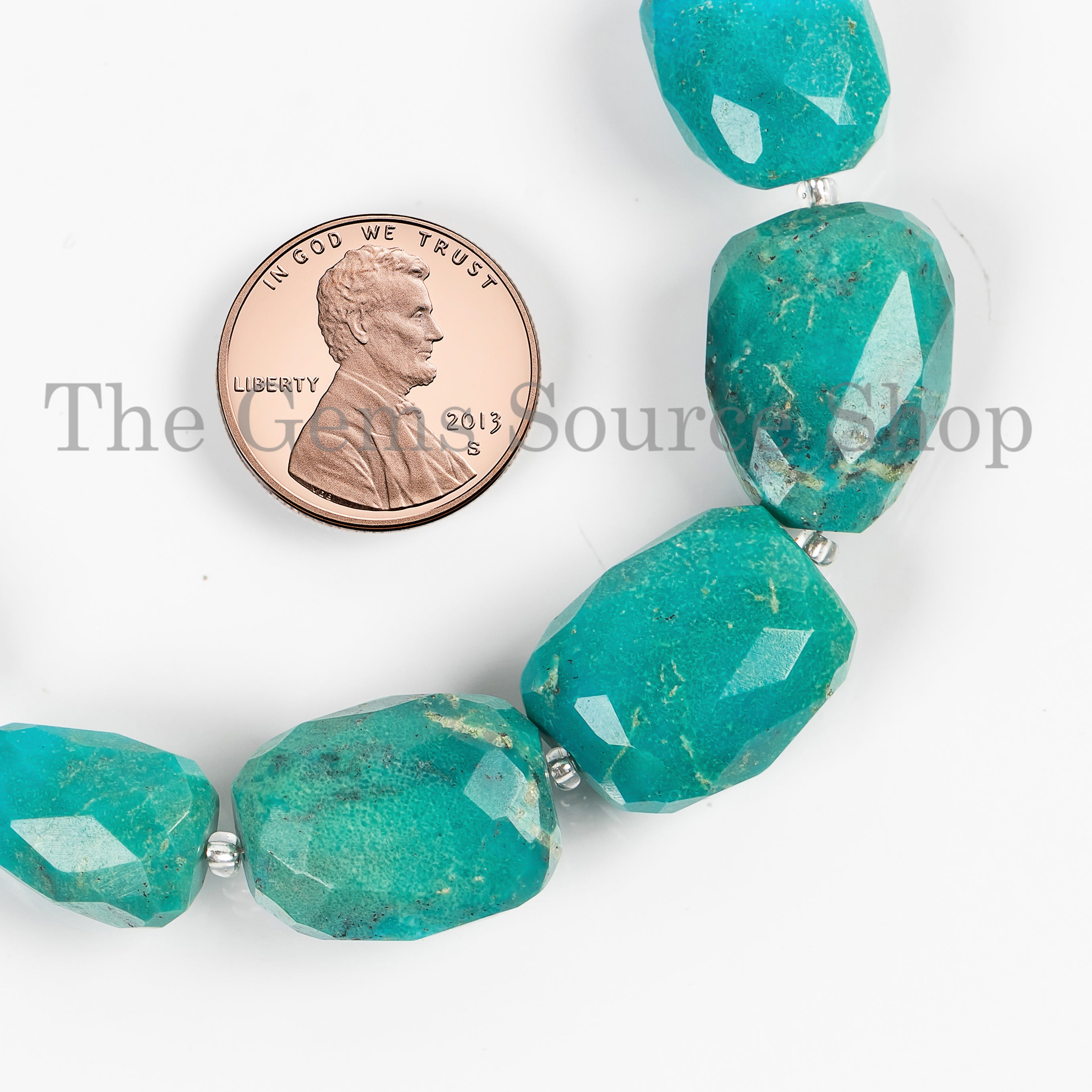 Natural Arizona Turquoise Beads, Turquoise Faceted Beads, Turquoise Nugget Shape