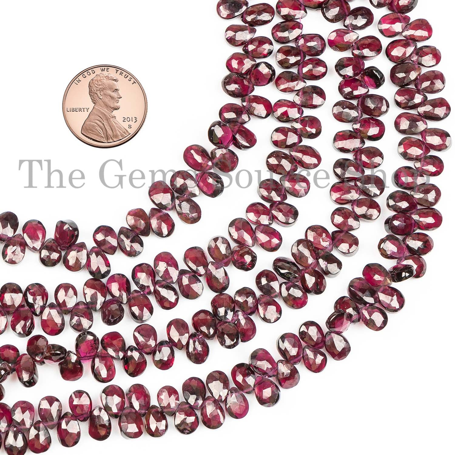 Rhodolite Garnet Pear Briolette Gemstone Beads