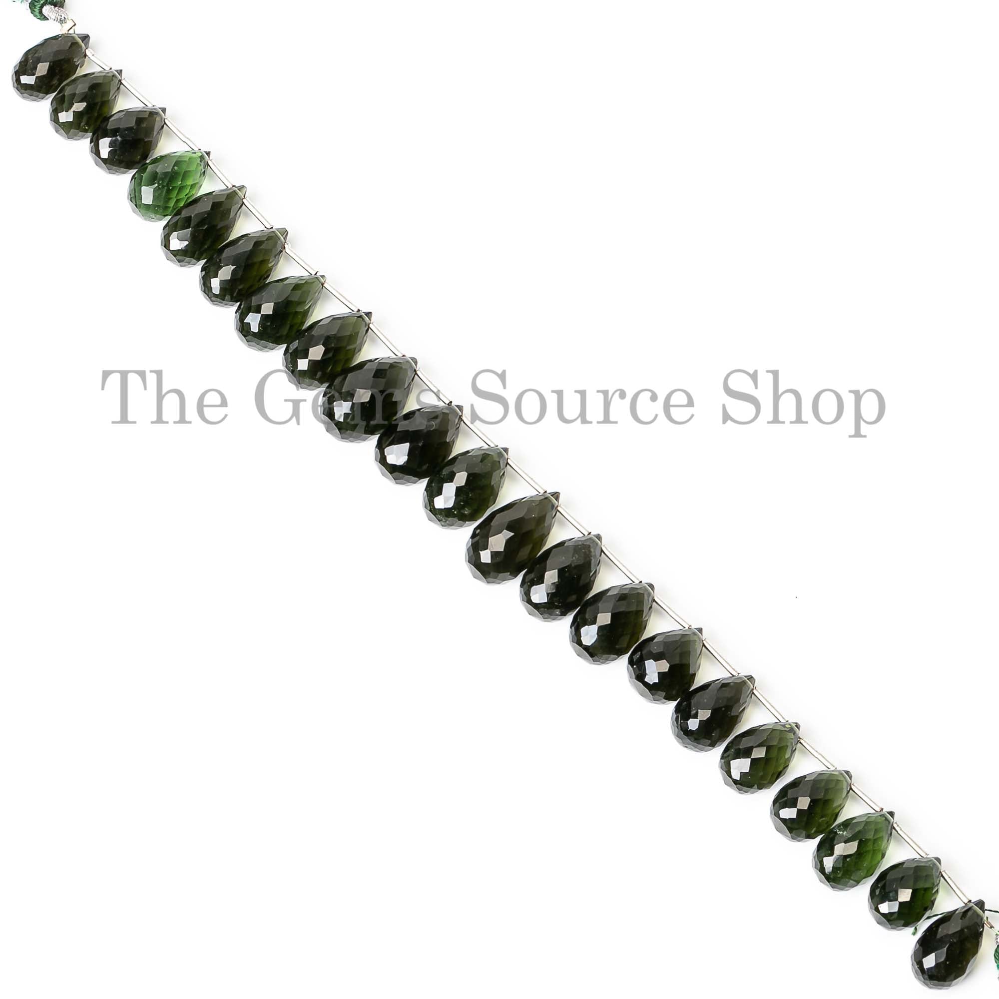 Natural Moldavite Beads, Moldavite Faceted Drop Beads, Moldavite Drop, Certificate Moldavite