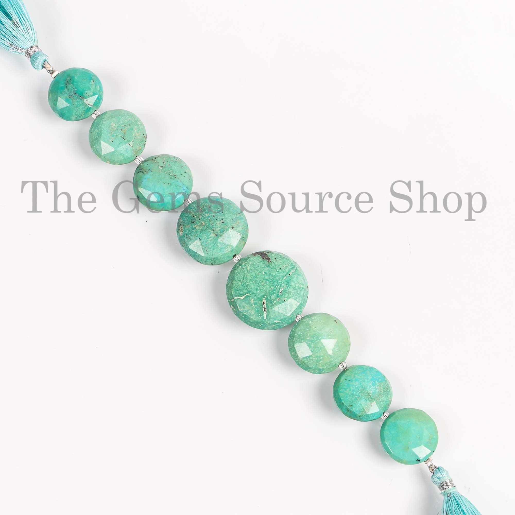 Natural Arizona Turquoise Round Coin Loose 16-23mm Gemstone Beads 6" Strand