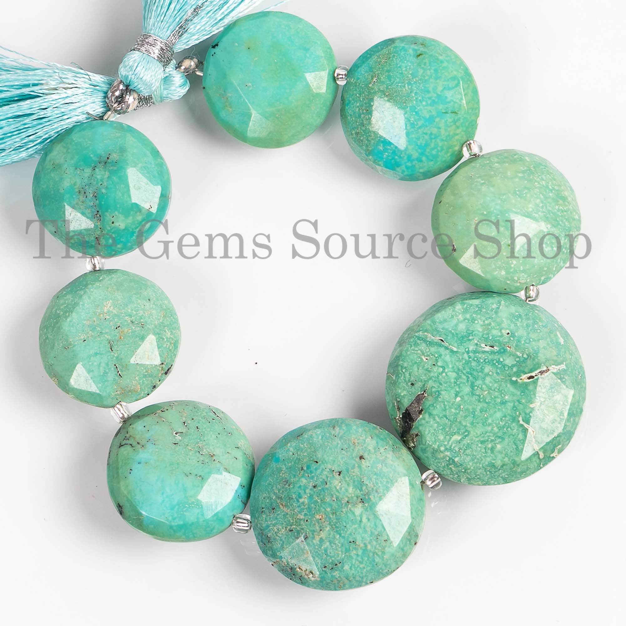 Natural Arizona Turquoise Round Coin Loose 16-23mm Gemstone Beads 6" Strand