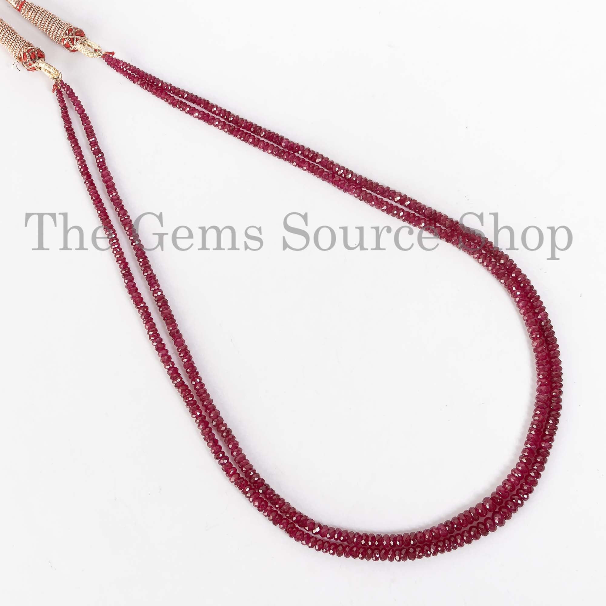 Natural Burmese Ruby Beads Necklace, Ruby Faceted Rondelle Beads Necklace, Gemstone Jewelry