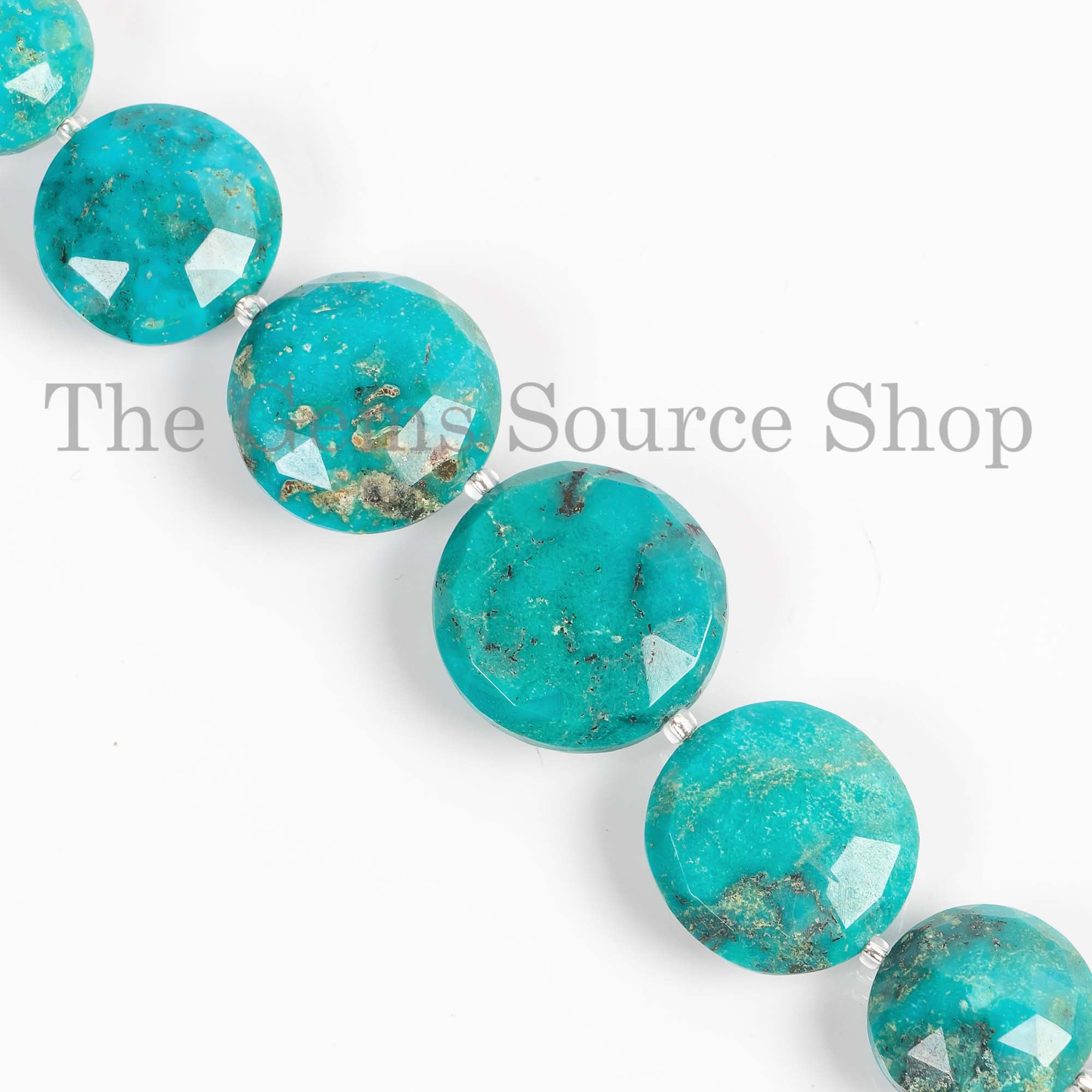 13-21mm Arizona Turquoise Round Coin Faceted Beads Gemstone, TGS-4393