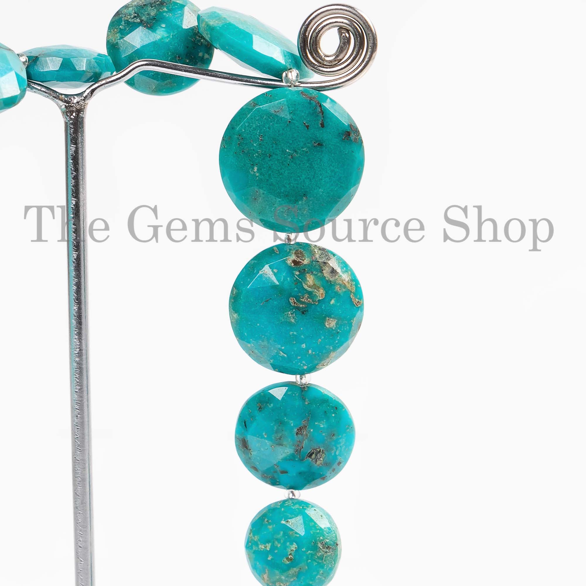 13-21mm Arizona Turquoise Round Coin Beads, Turquoise Round Coin Beads, Turquoise Faceted Beads, Coin Briolette, Turquoise Gemstone Beads