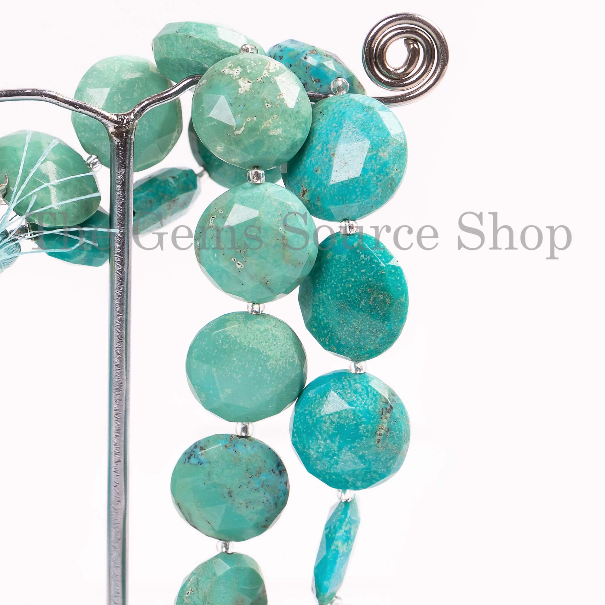Arizona Turquoise Coin Beads, 11-17mm Turquoise Round Coin Briolettes, Turquoise Faceted Beads, Round Coin Beads, Jewelry Making Beads