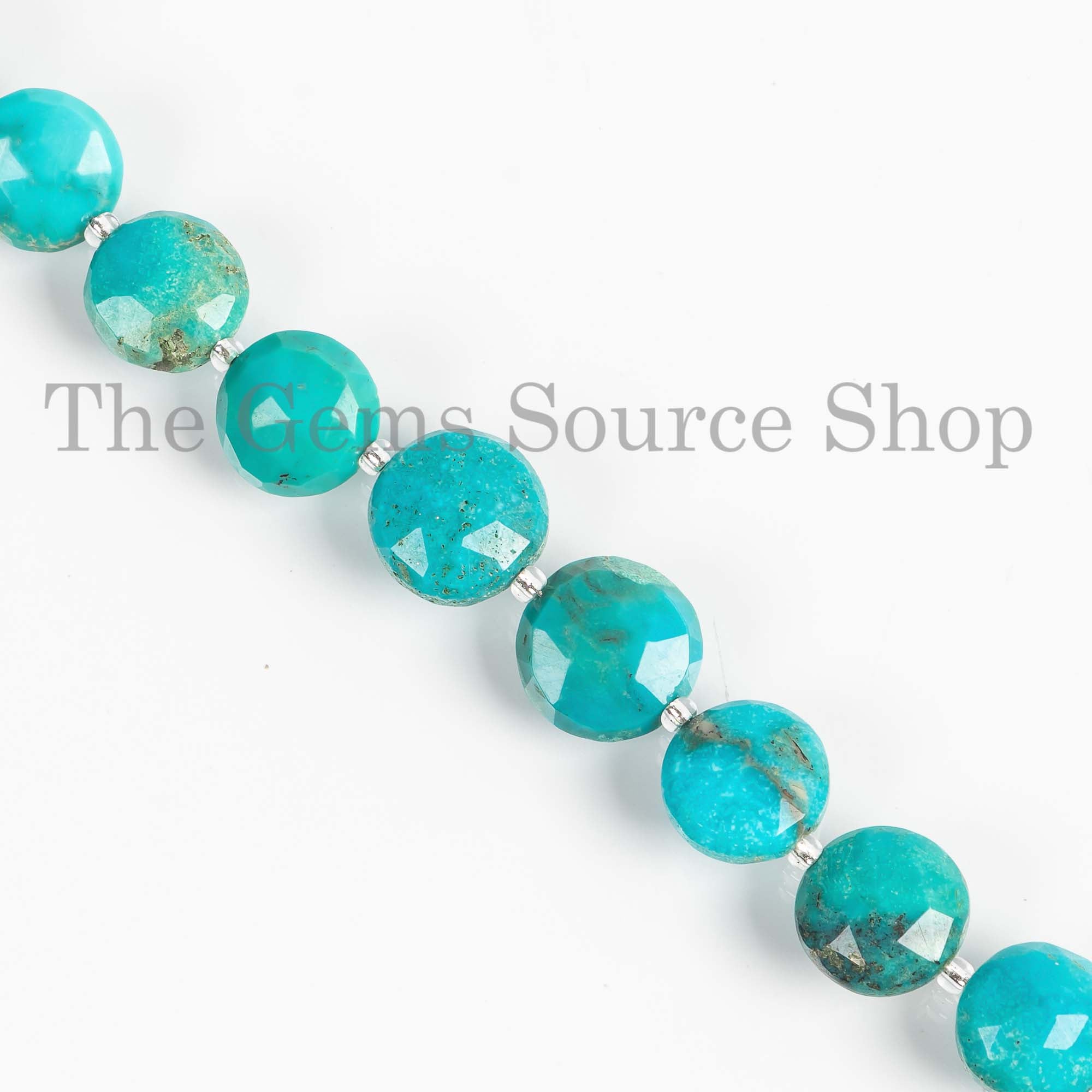 8.5-12mm Arizona Turquoise Coin Briolette, Turquoise Round Coin Beads, Turquoise Faceted Beads, Coin Beads, Beads For Jewelry