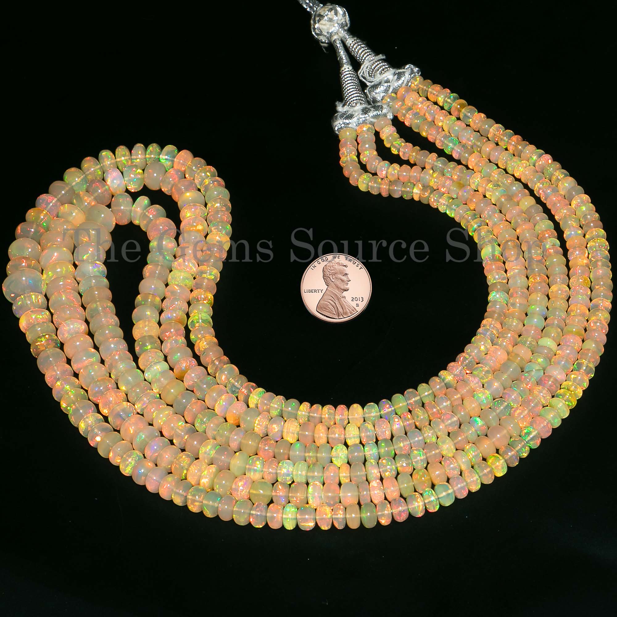 Ethiopian Opal Beads Necklace, 5-9mm Natural Ethiopian Opal Rondelle Necklace, Gemstone Necklace
