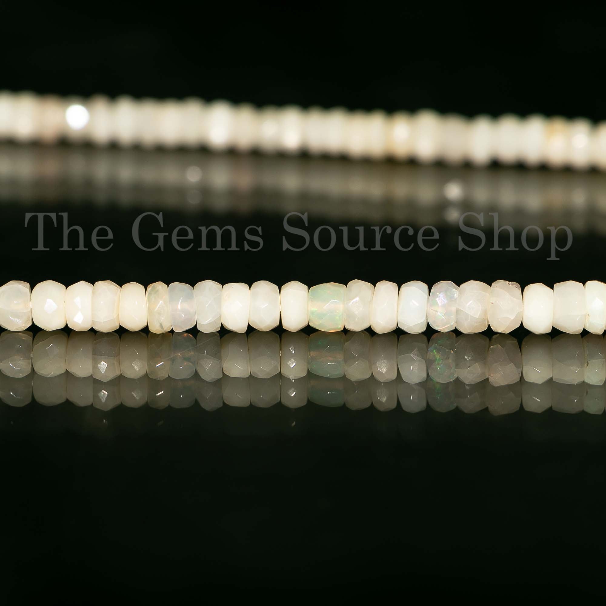 White Ethiopian Opal Faceted Rondelle Beads, 3.5-6mm Ethiopian Opal Beads, White Ethiopian Opal Rondelle, Fire Opal Faceted Beads
