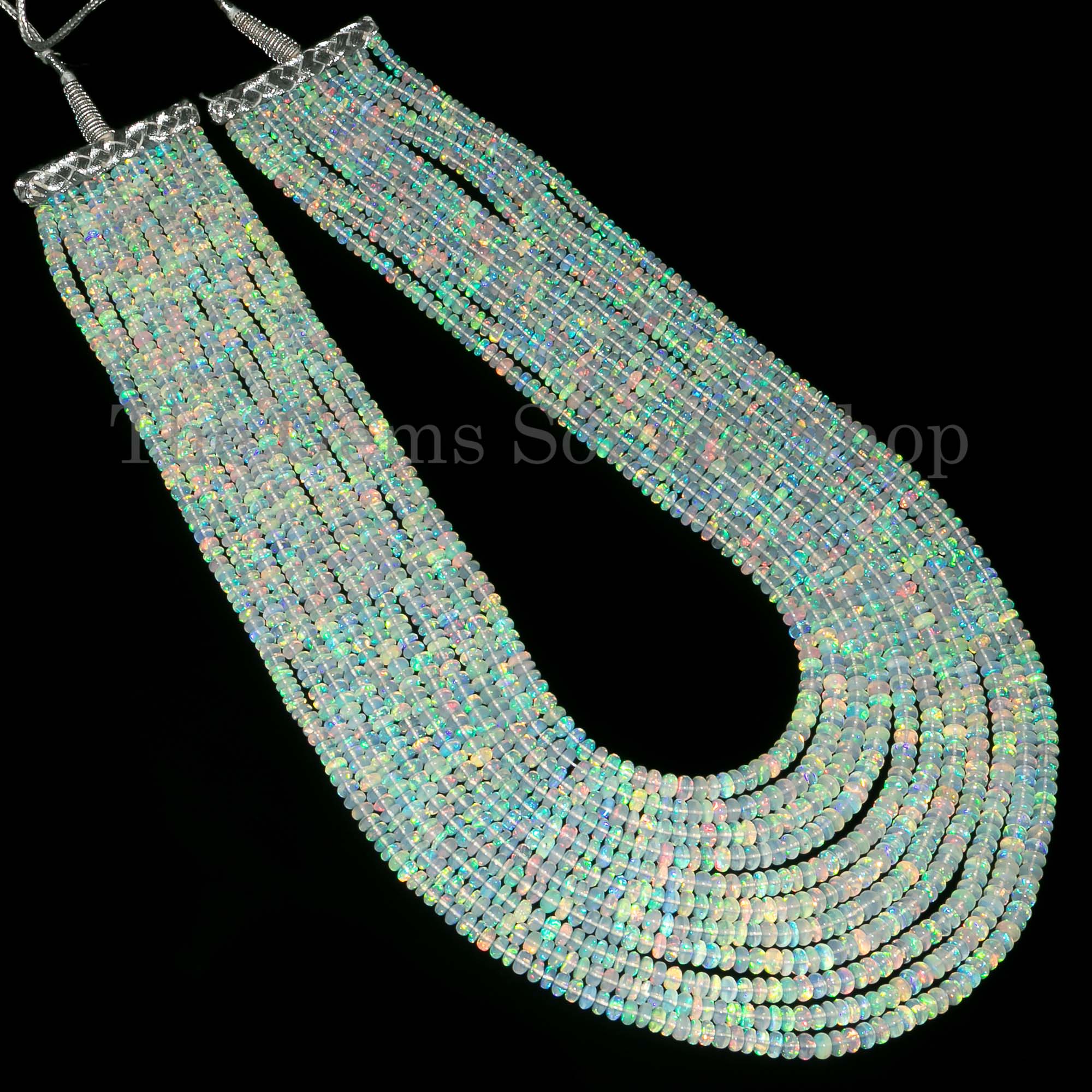 5-6.50mm Natural Ethiopian Opal Necklace, Opal Smooth Necklace, Gemstone Necklace