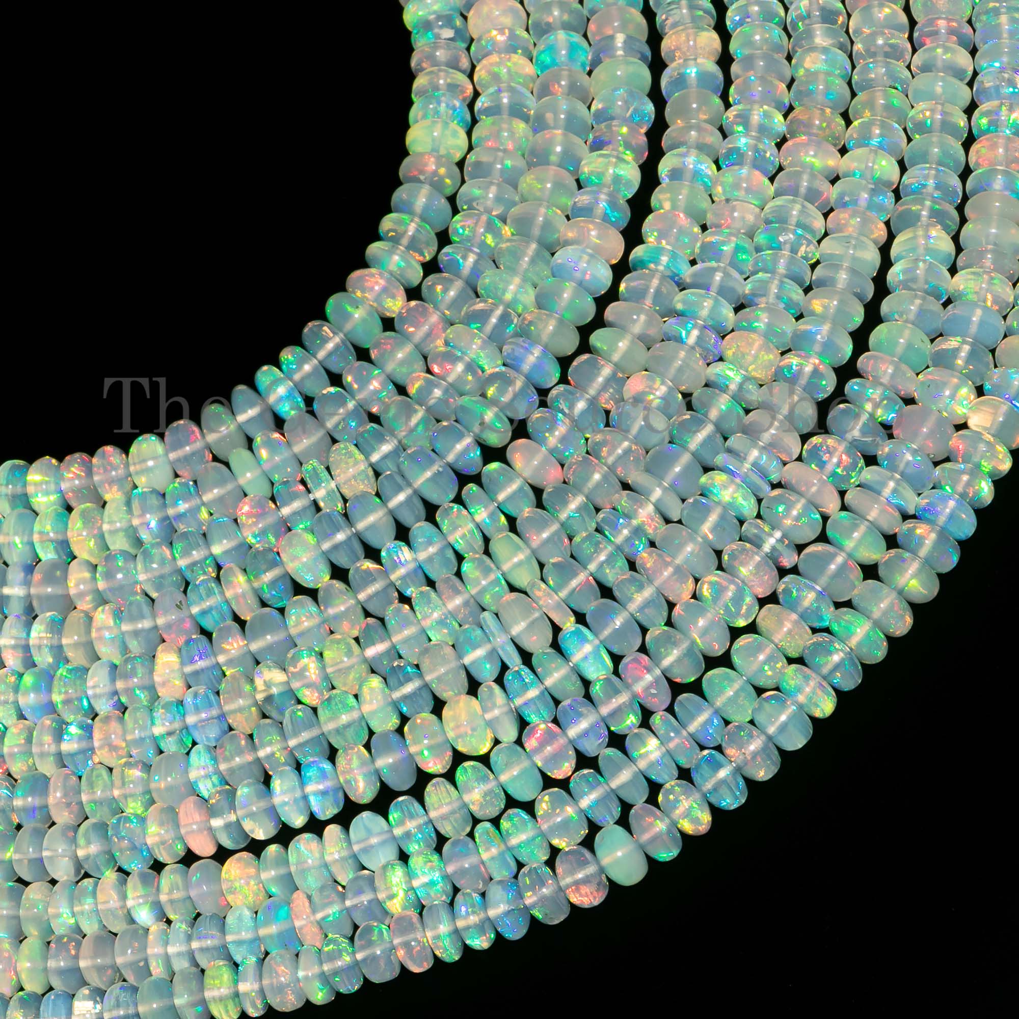 5-6.50mm Natural Ethiopian Opal Necklace, Opal Smooth Necklace, Gemstone Necklace