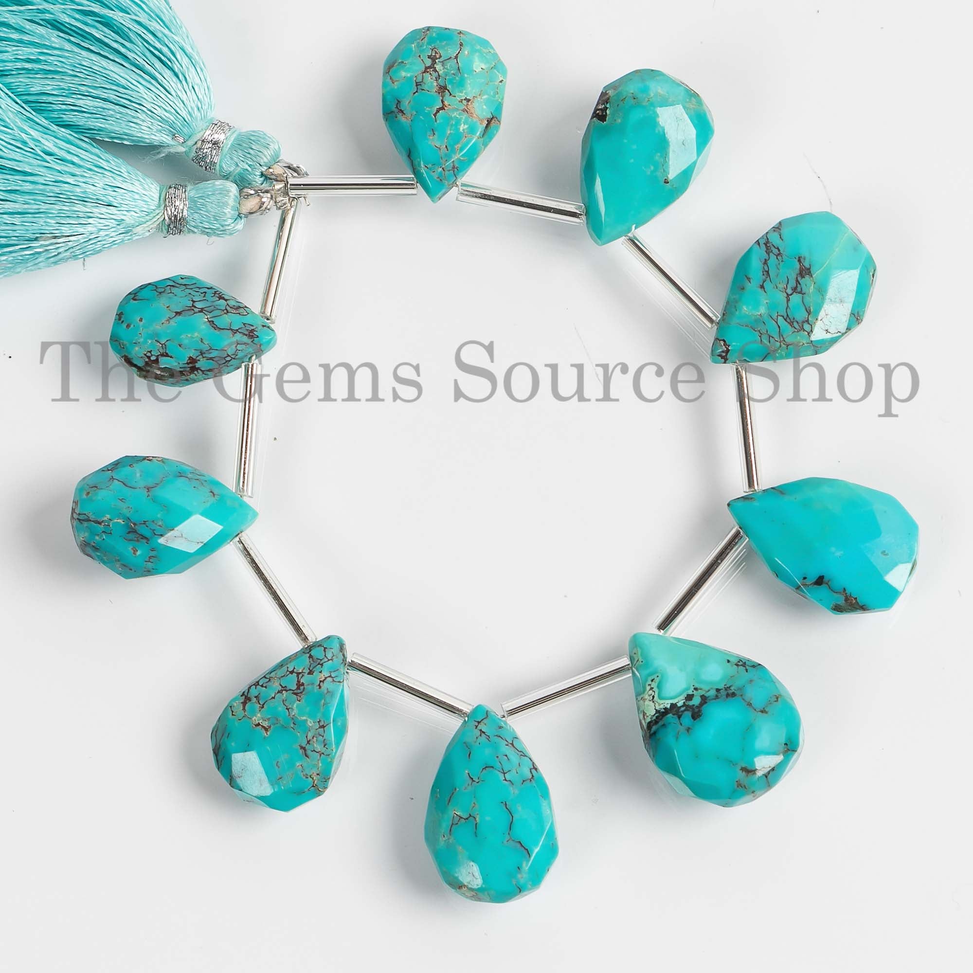 Arizona Turquoise Faceted Pear Briolette, 10.5x15.5-14x19mm Turquoise Pear Beads, Turquoise Faceted Beads, Craft Beads, Turquoise Jewelry