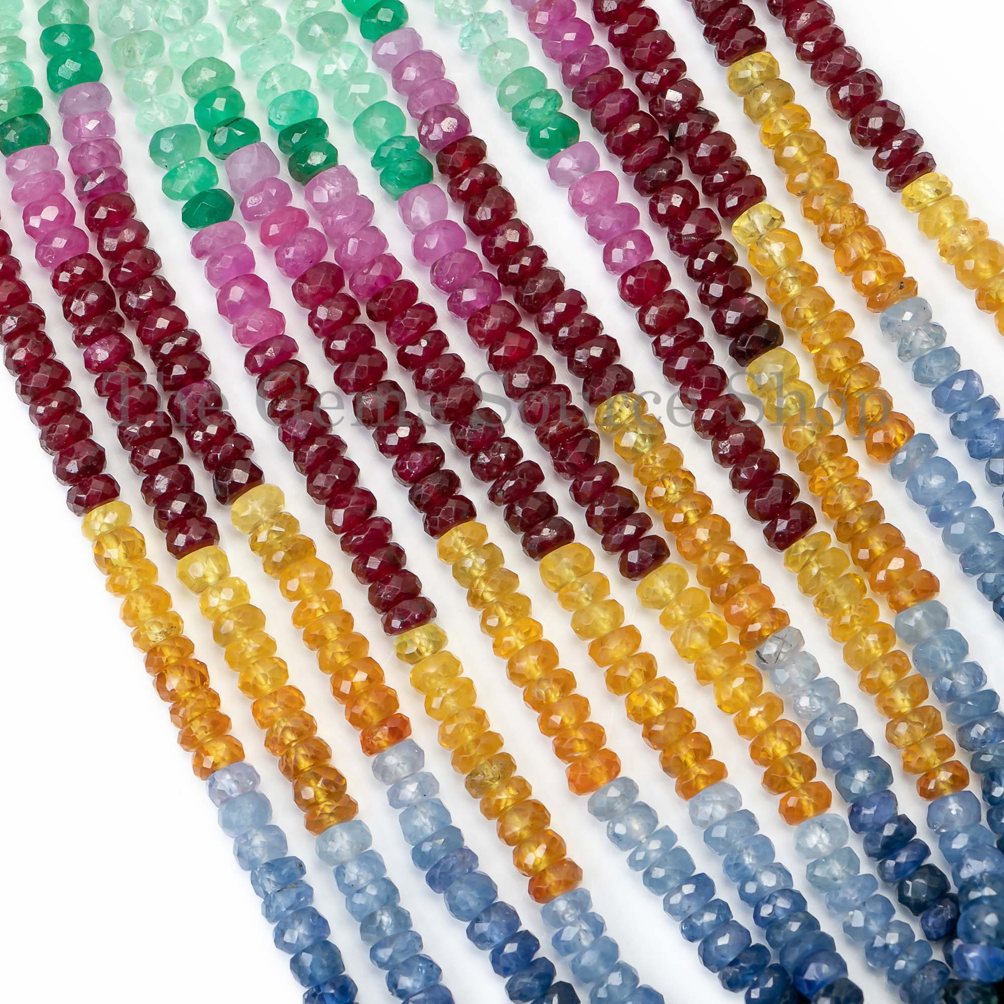 AAA Quality Multi Precious Stone Faceted Rondelle Beads, Ruby Sapphire Emerald Faceted Beads, Mix Precious Beads, Rondelle Beads