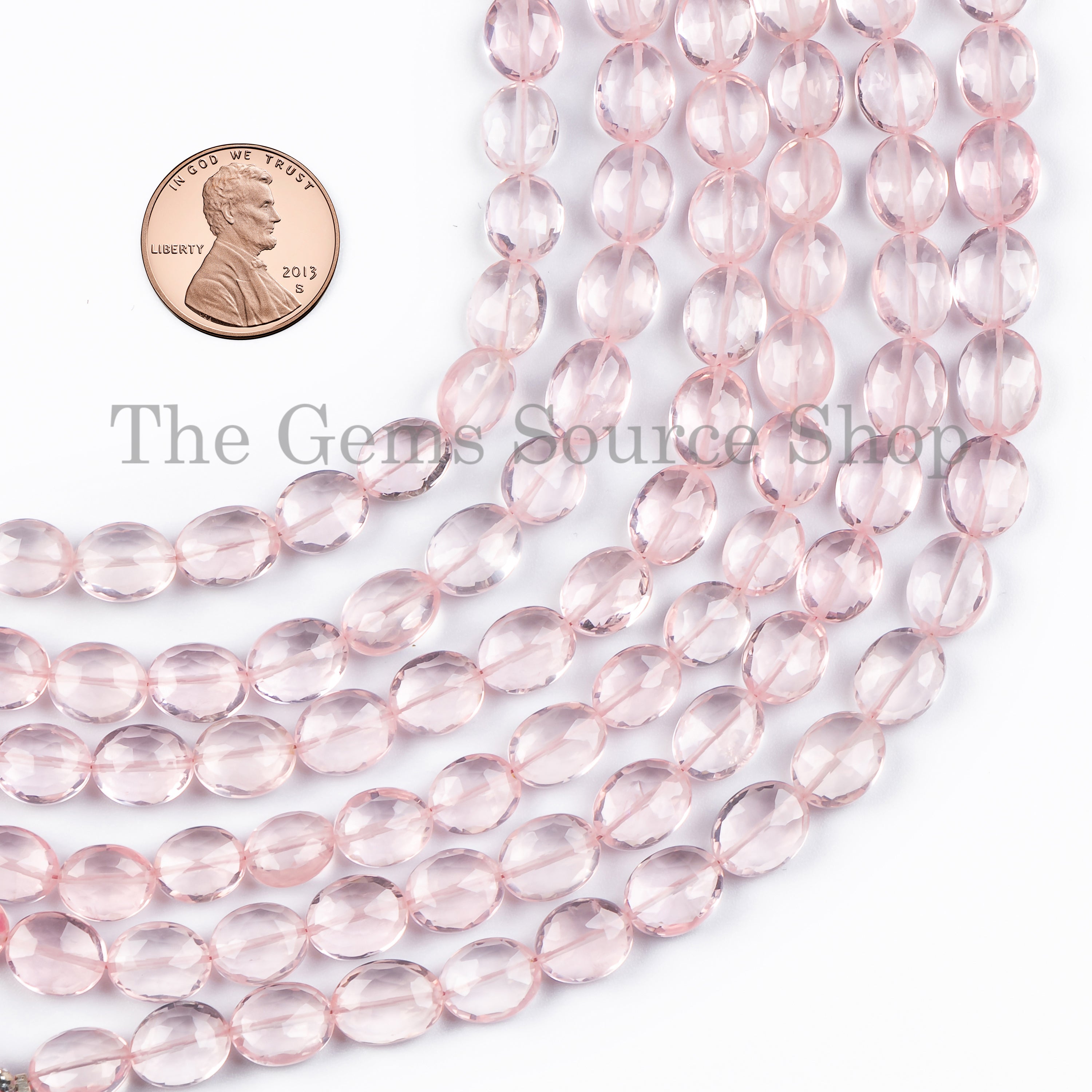 8x9.5-8.5x11mm Rose Quartz Faceted Oval Shape Gemstone Beads, Jewelry Making Side Drilled Gemstone Beads