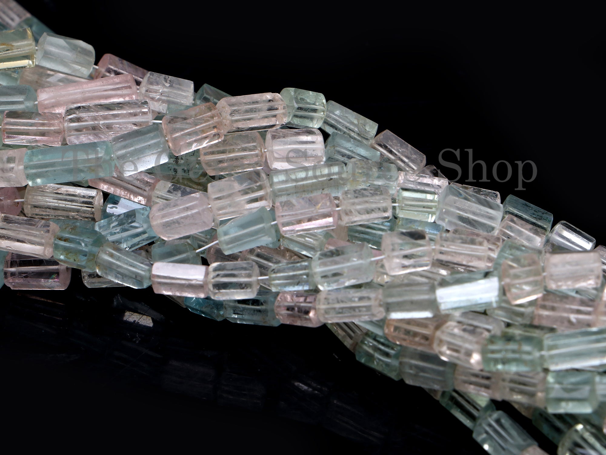 Multi Aquamarine Beads, Aquamarine Tube Shape Beads, Aquamarine Faceted Beads, Aquamarine Gemstone Beads