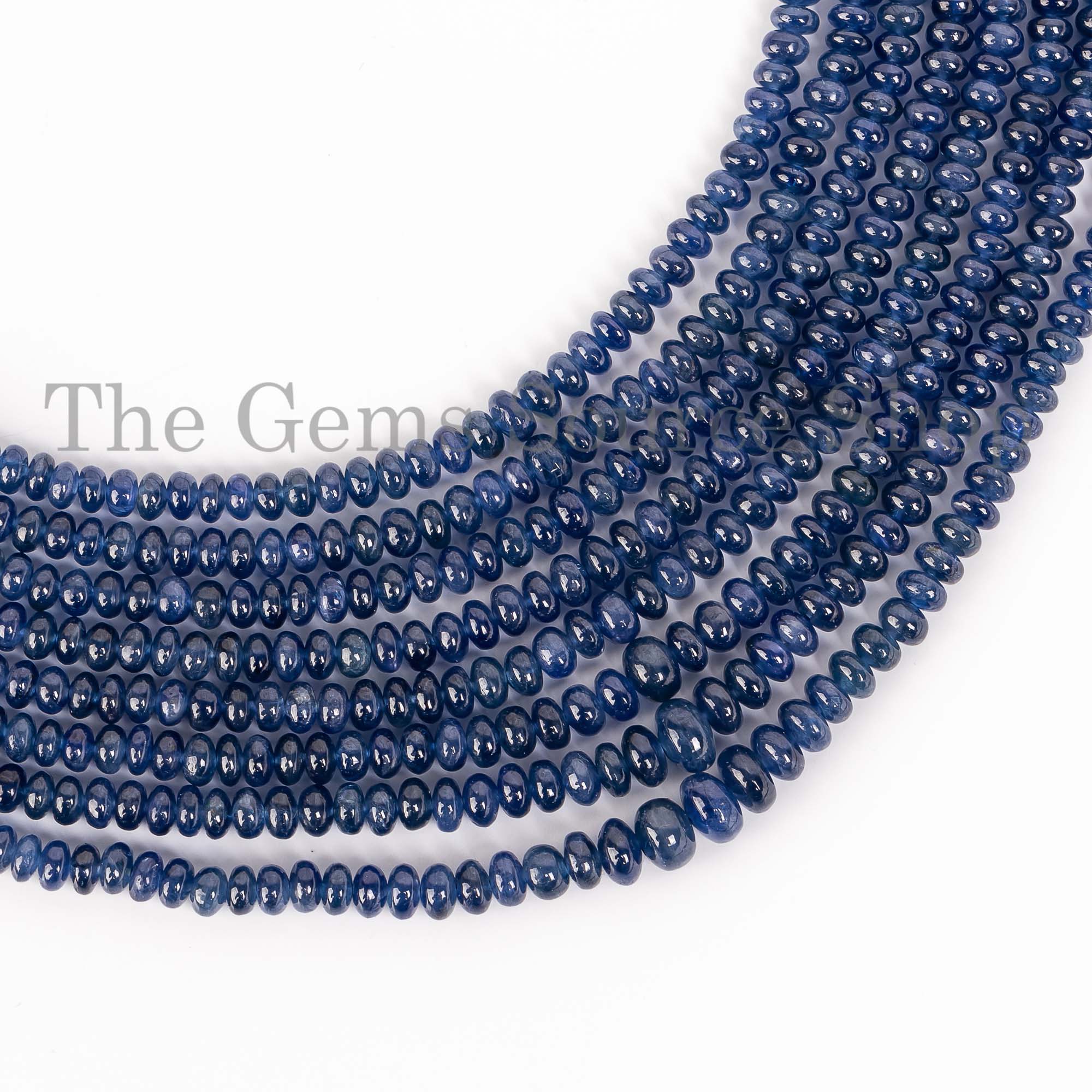 AAA Quality Burmese Blue sapphire Beads Necklace,Blue Sapphire Smooth Rondelle Beads Necklace