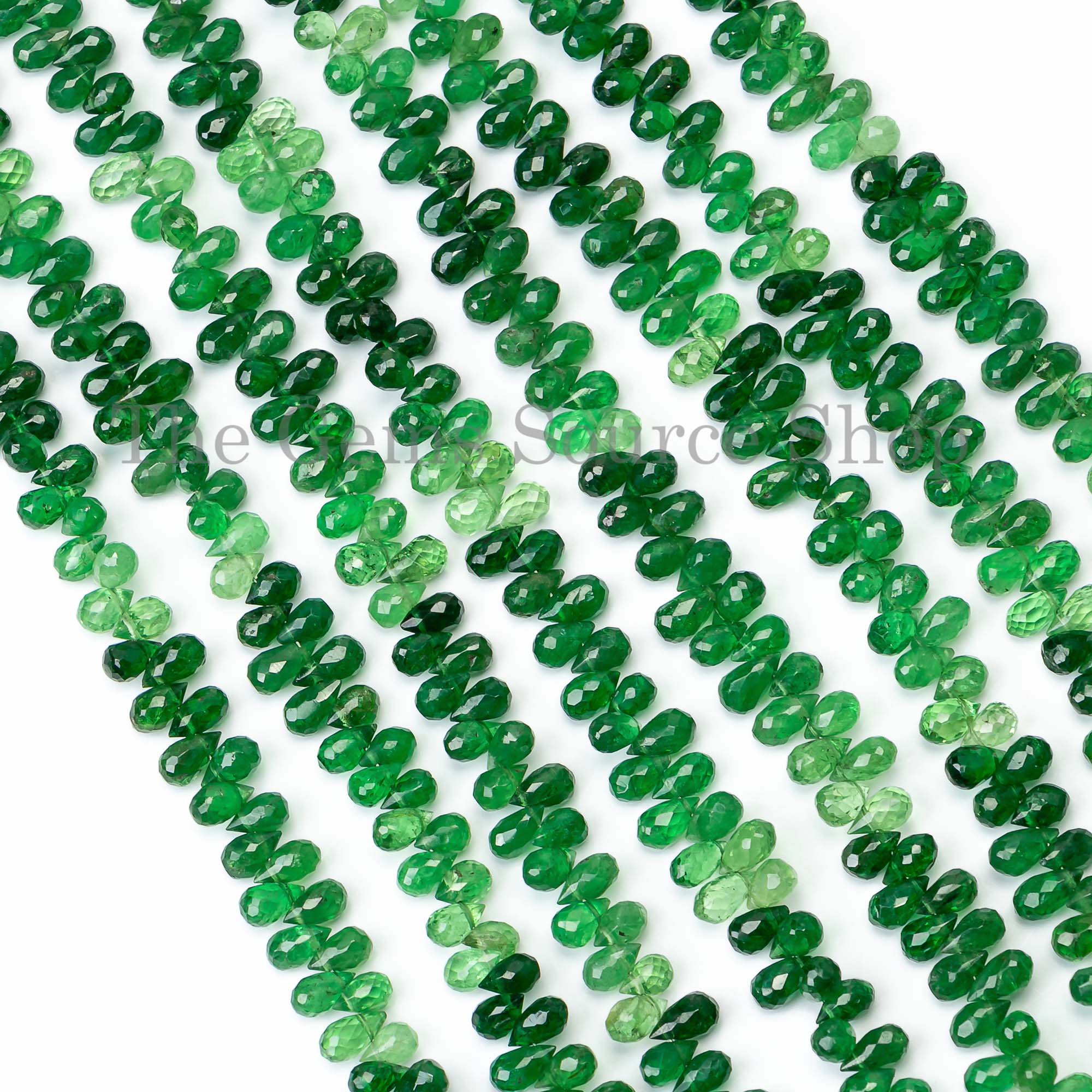 Natural Tsavorite Beads, Tsavorite Faceted Drop Beads, Side Drill Drop Beads, Tsavorite Gemstone Beads
