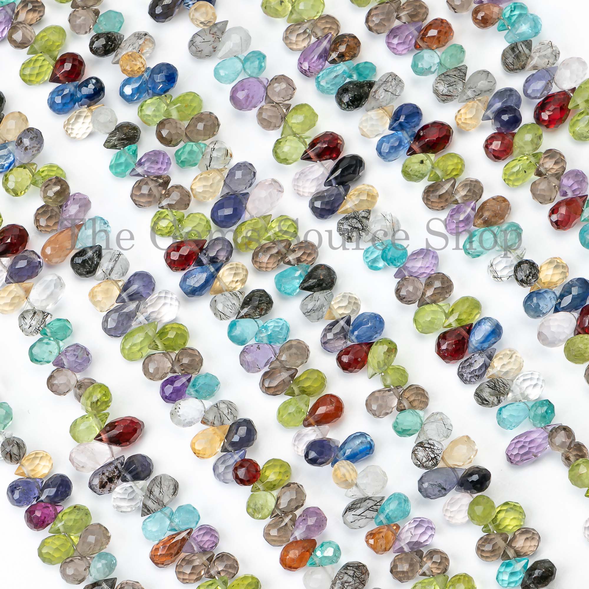 Multi Gemstone Faceted Tear Drop Briolette, Multi Gemstone Faceted Beads, Disco Gemstone Drop Beads,