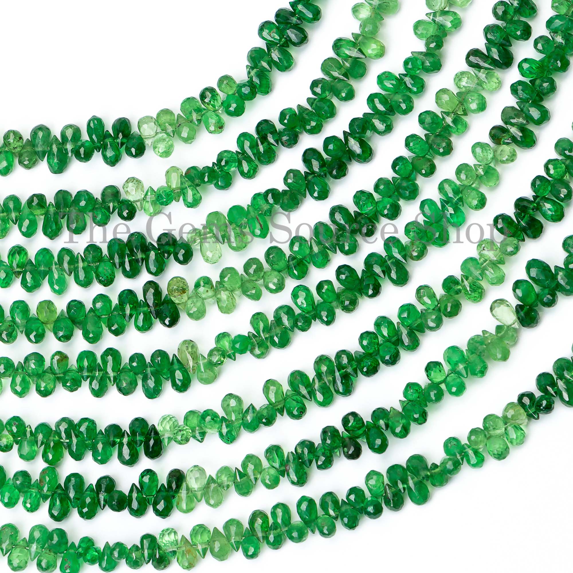Natural Tsavorite Beads, Tsavorite Faceted Drop Beads, Side Drill Drop Beads, Tsavorite Gemstone Beads
