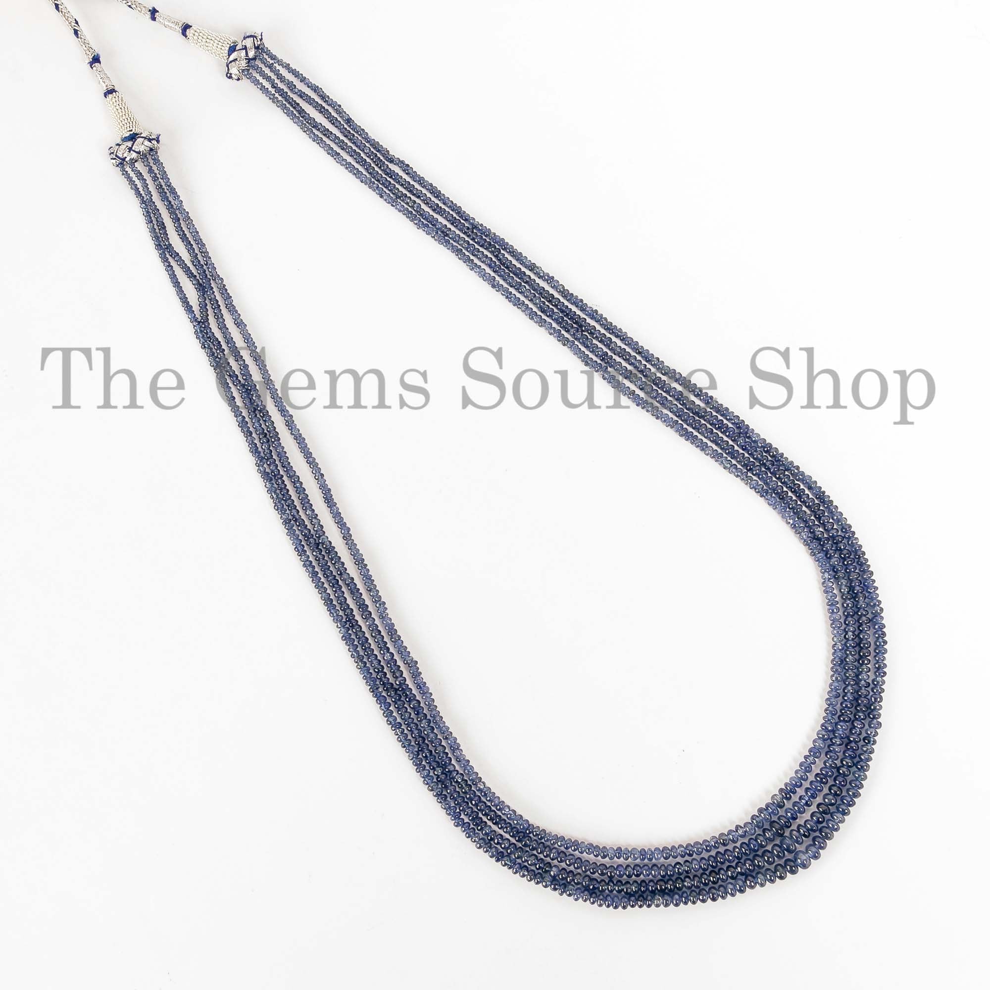 Natural Burmese Blue Sapphire Beads Necklace Smooth Rondelle Beads Necklace, Gemstone Jewelry